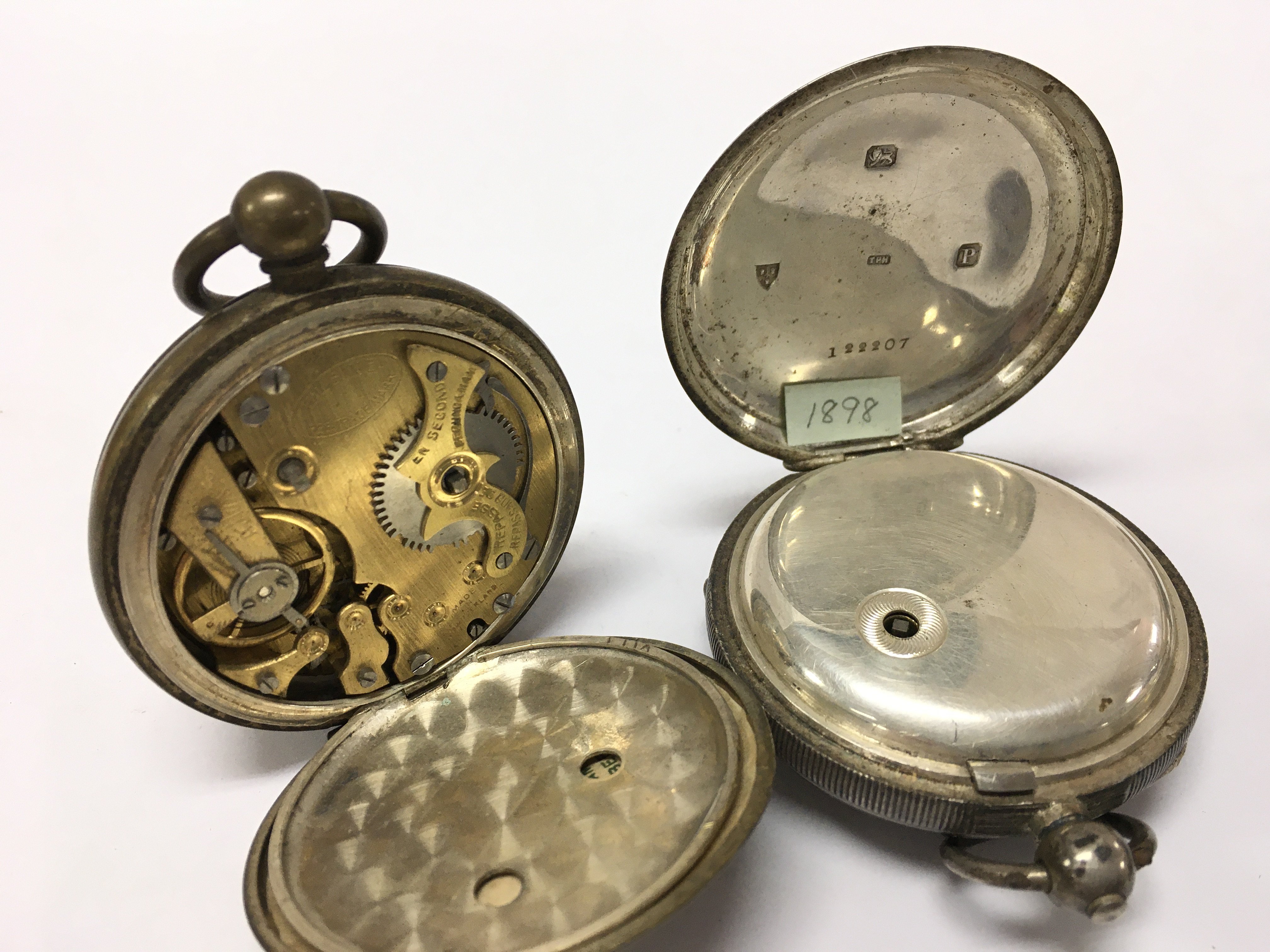 A collection of Railway themed pocket watches, one silver cased . Postage category A