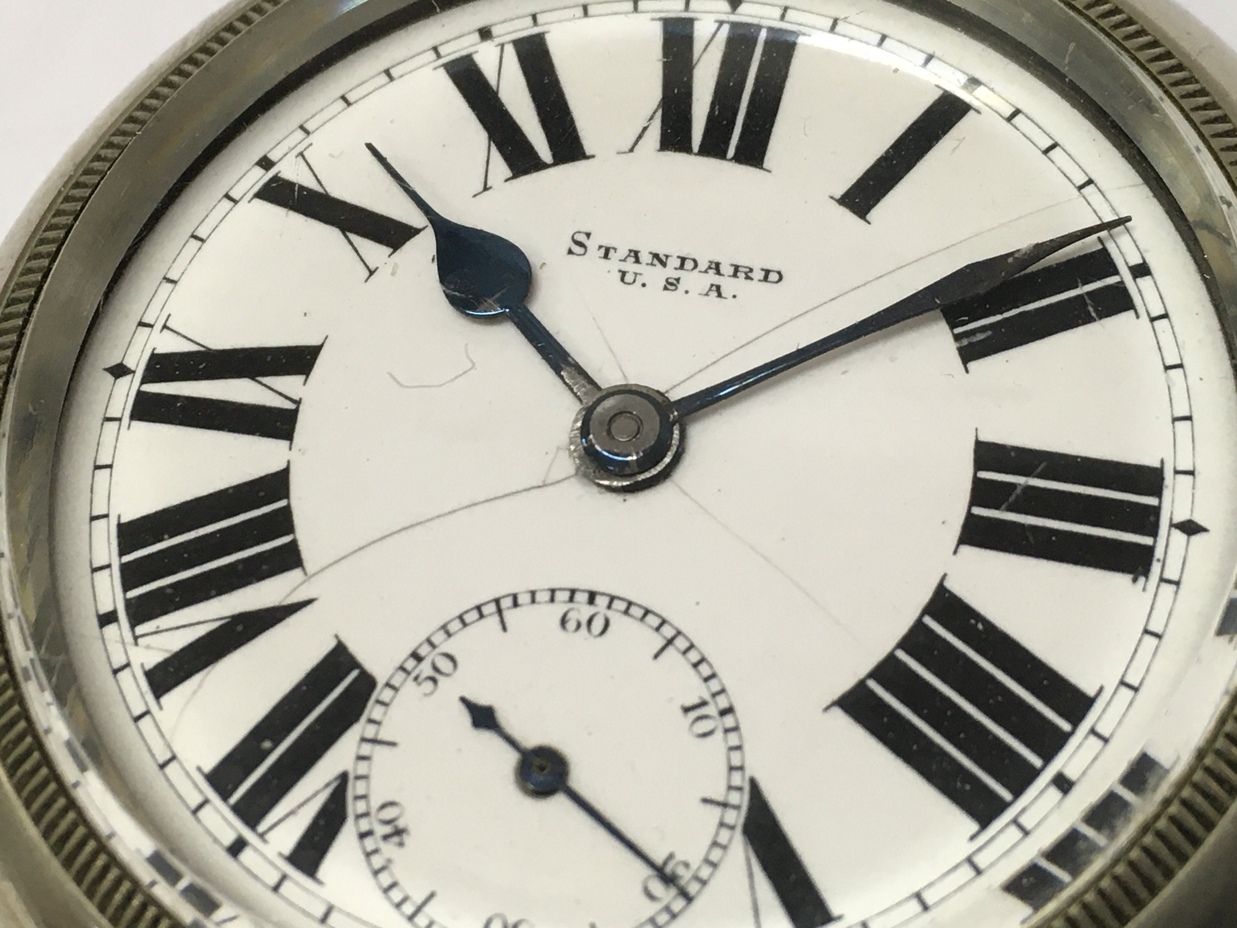 A standard USA pocket watch with a Silverode case , seen working