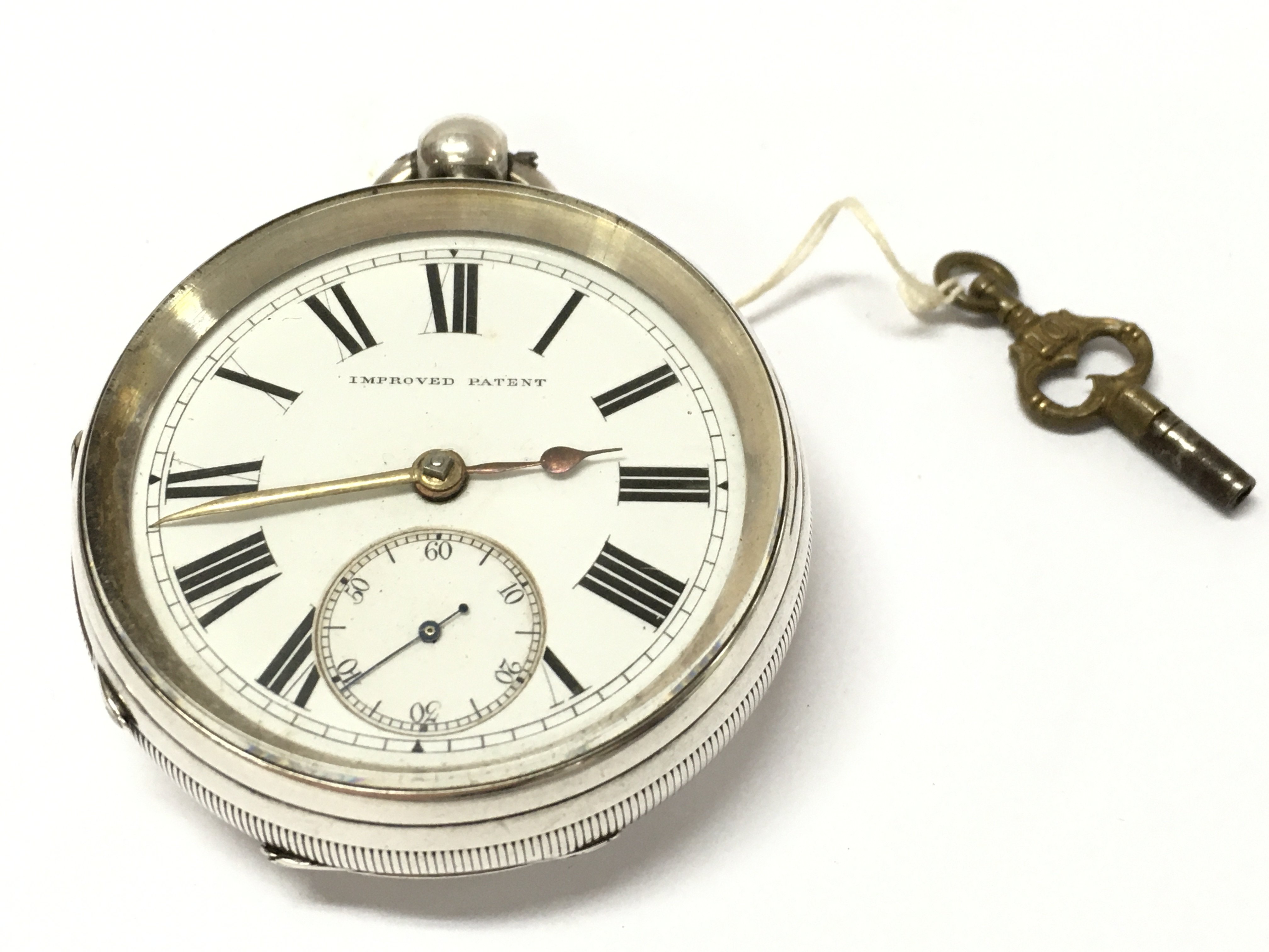 An oversized silver hallmarked cased pocket watch, seen working. Postage catA