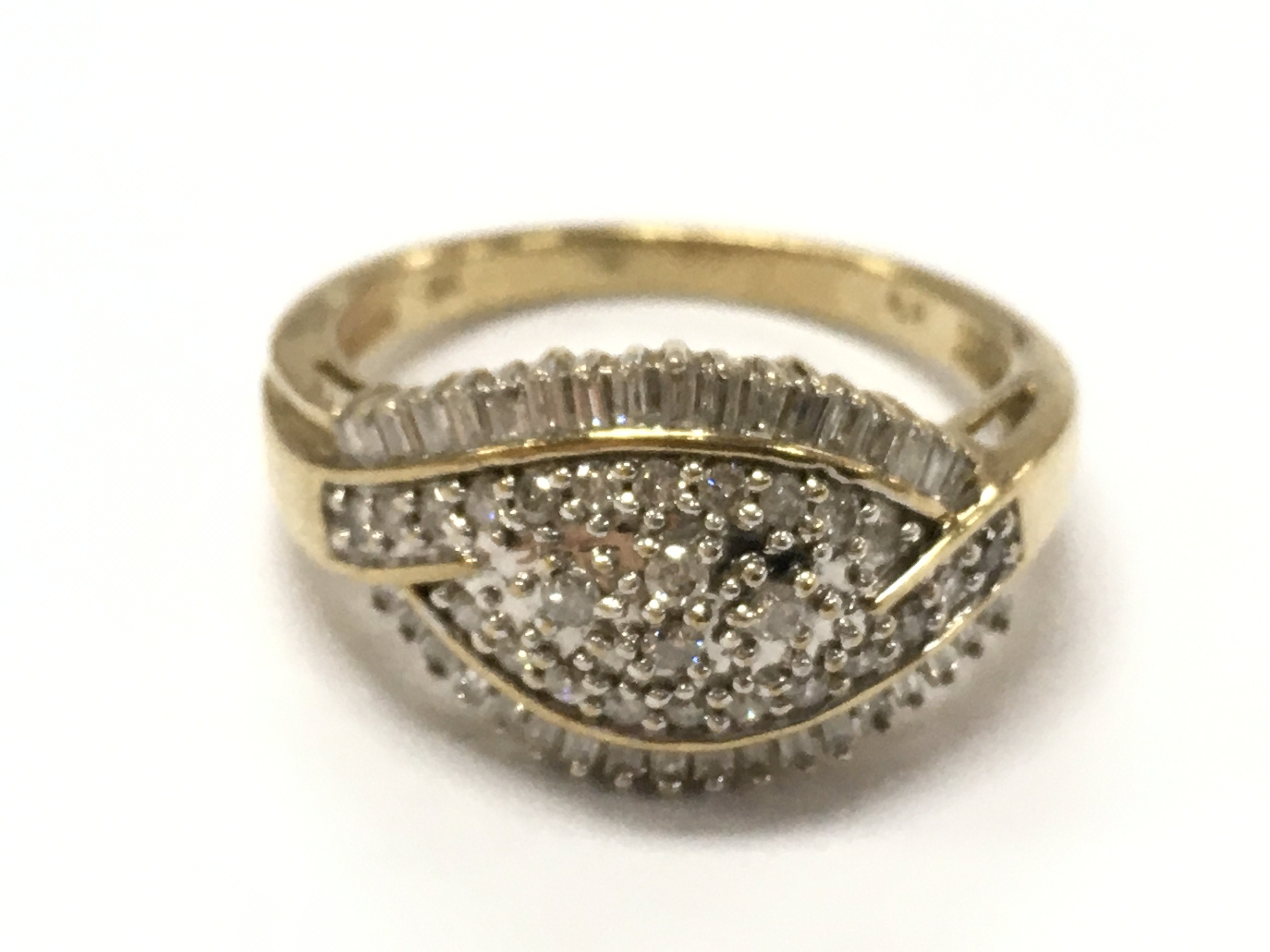 9ct gold diamond cluster ring, 4g total weight. Size P. Postage category A