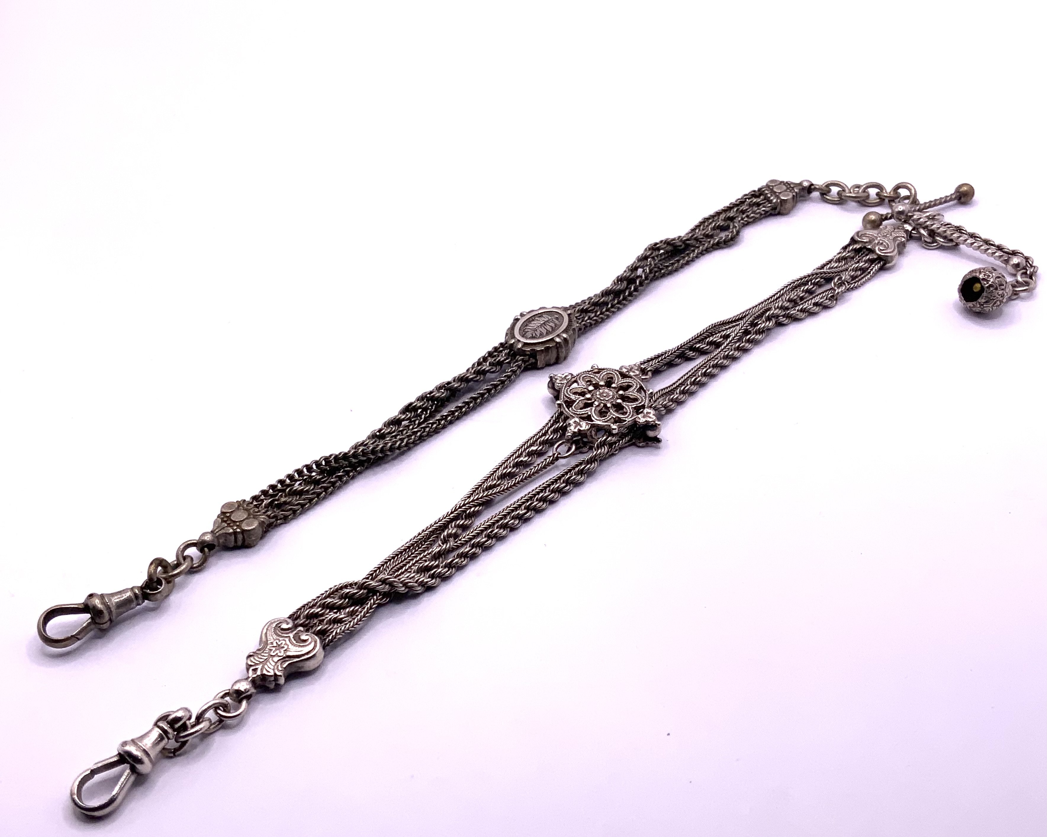 2 French white metal Albertines (A)