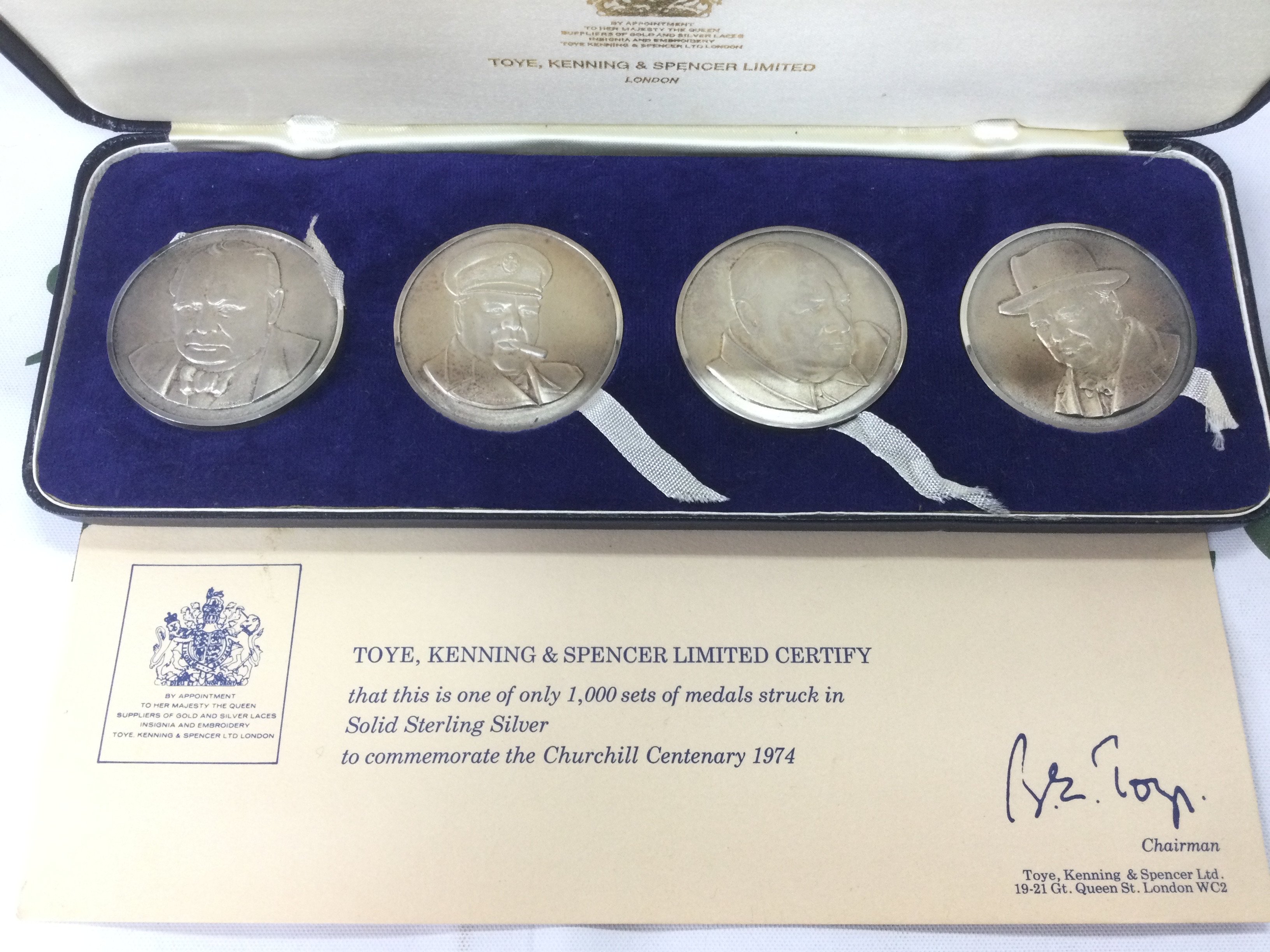 A cased limited edition Winston Churchill sterling silver coin set. Shipping category B.