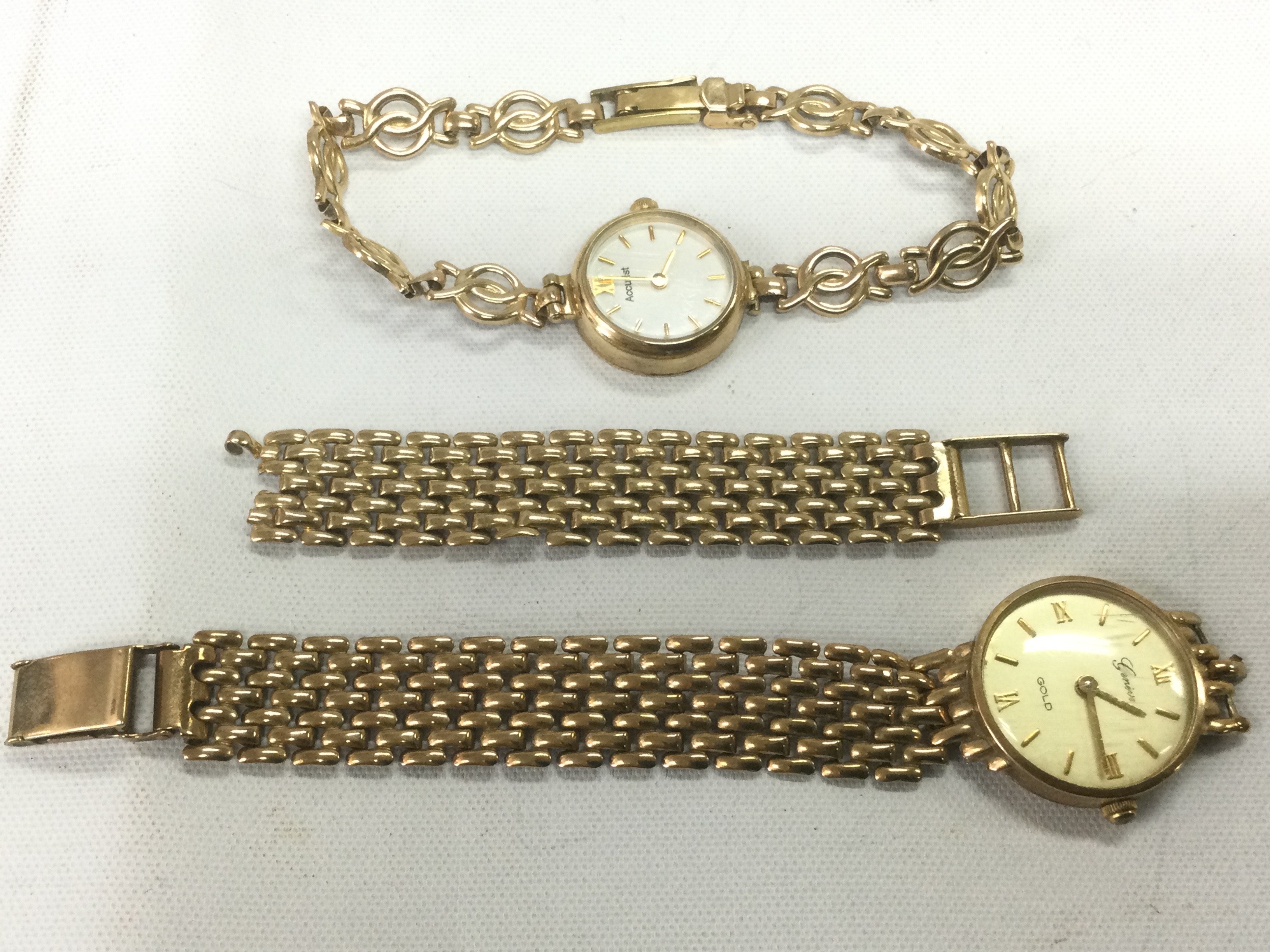 Two 9ct gold ladies watches, approx 25.9g. Shipping category A.