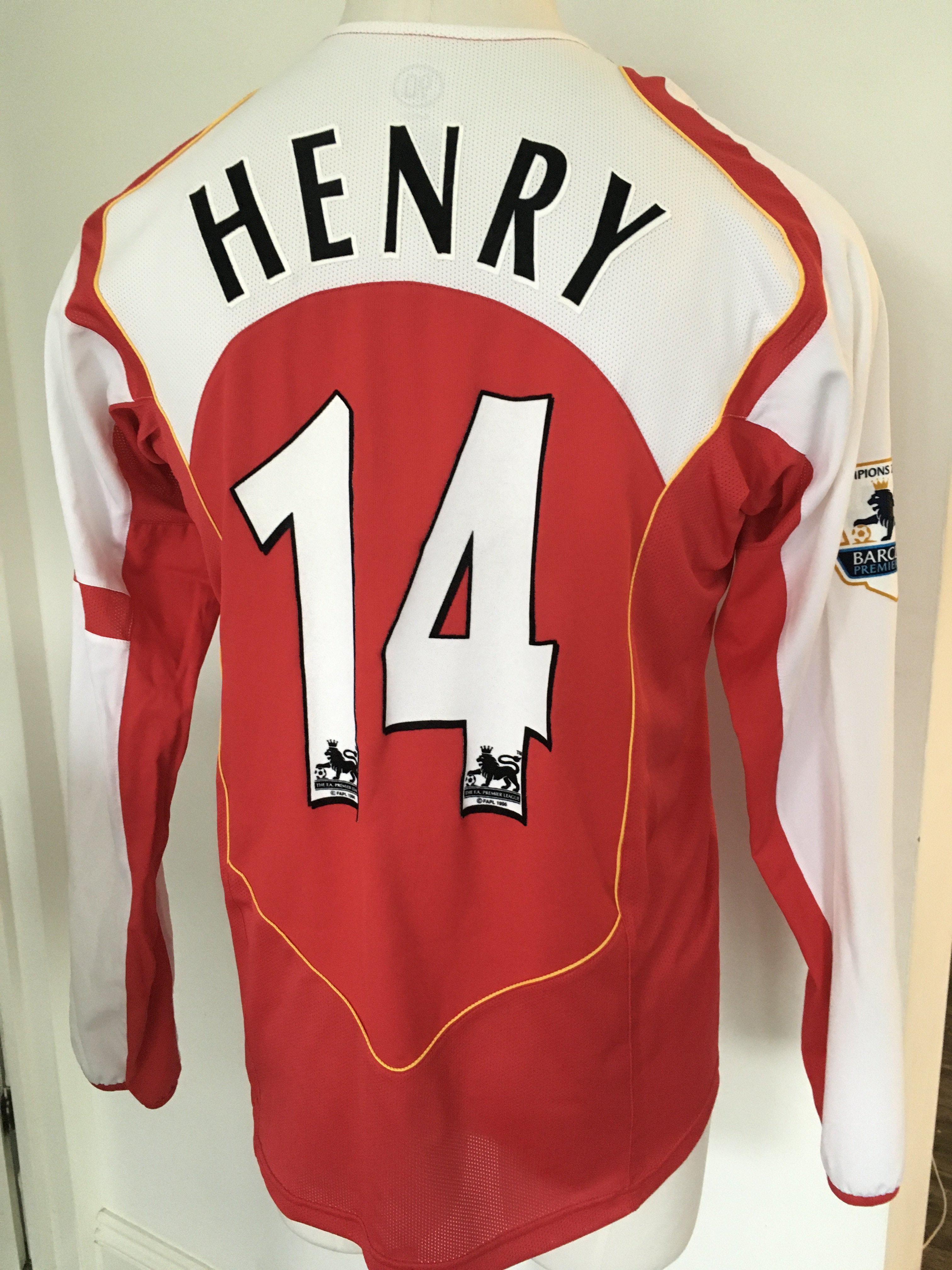 2004 - 2005 Henry Arsenal Match Worn Football Shirt: Red long sleeve number 14 with Henry to rear. Champions 2003 - 2004 badging to arms. Rare shirt from possibly the best player to grace the Premiership.