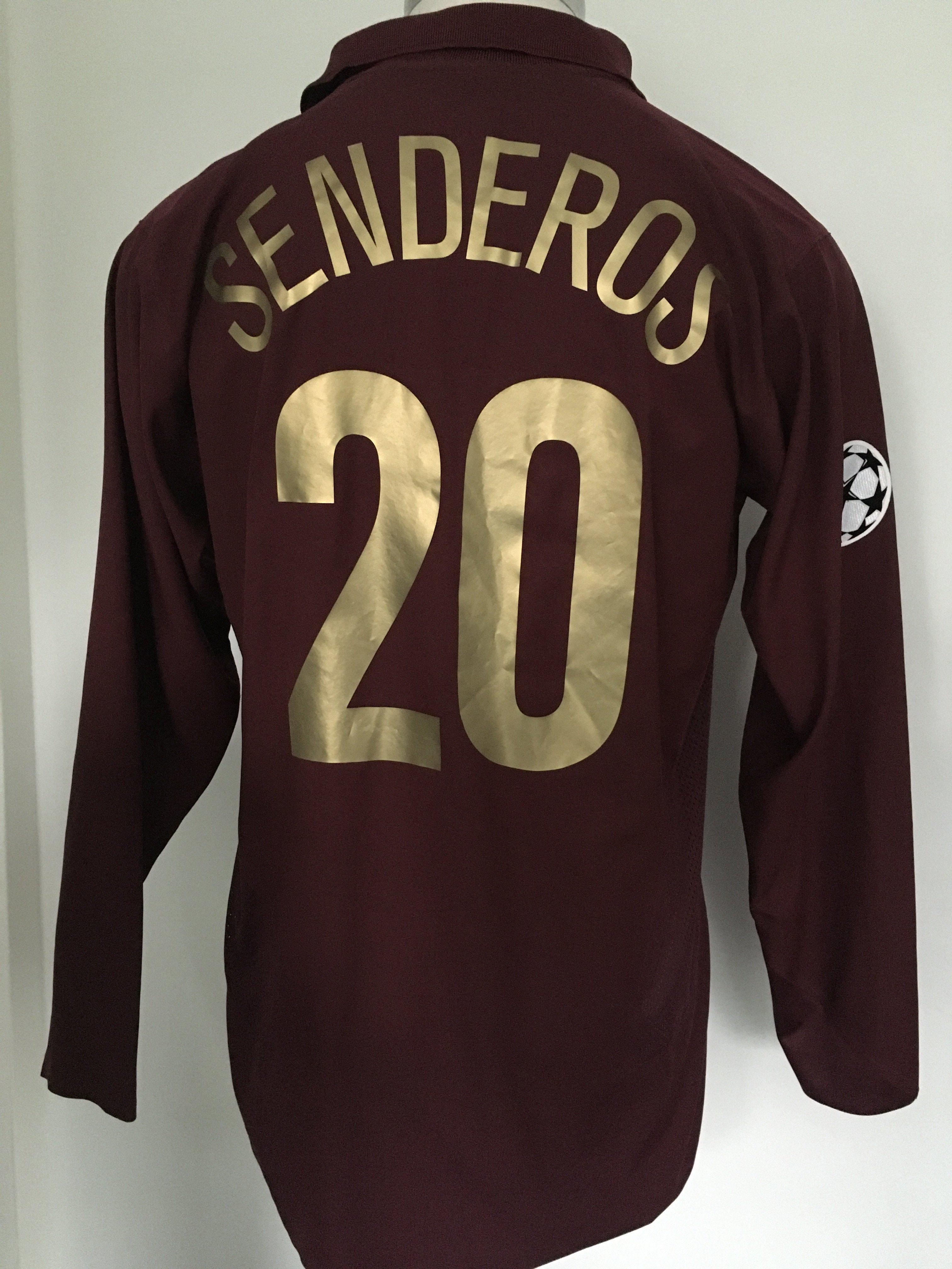2005 - 2006 Senderos Arsenal Match Worn Football Shirt: Redcurrant long sleeve number 20 with Senderos to rear. Champions League badging to arms. Hard to obtain shirt from the last season at Highbury.