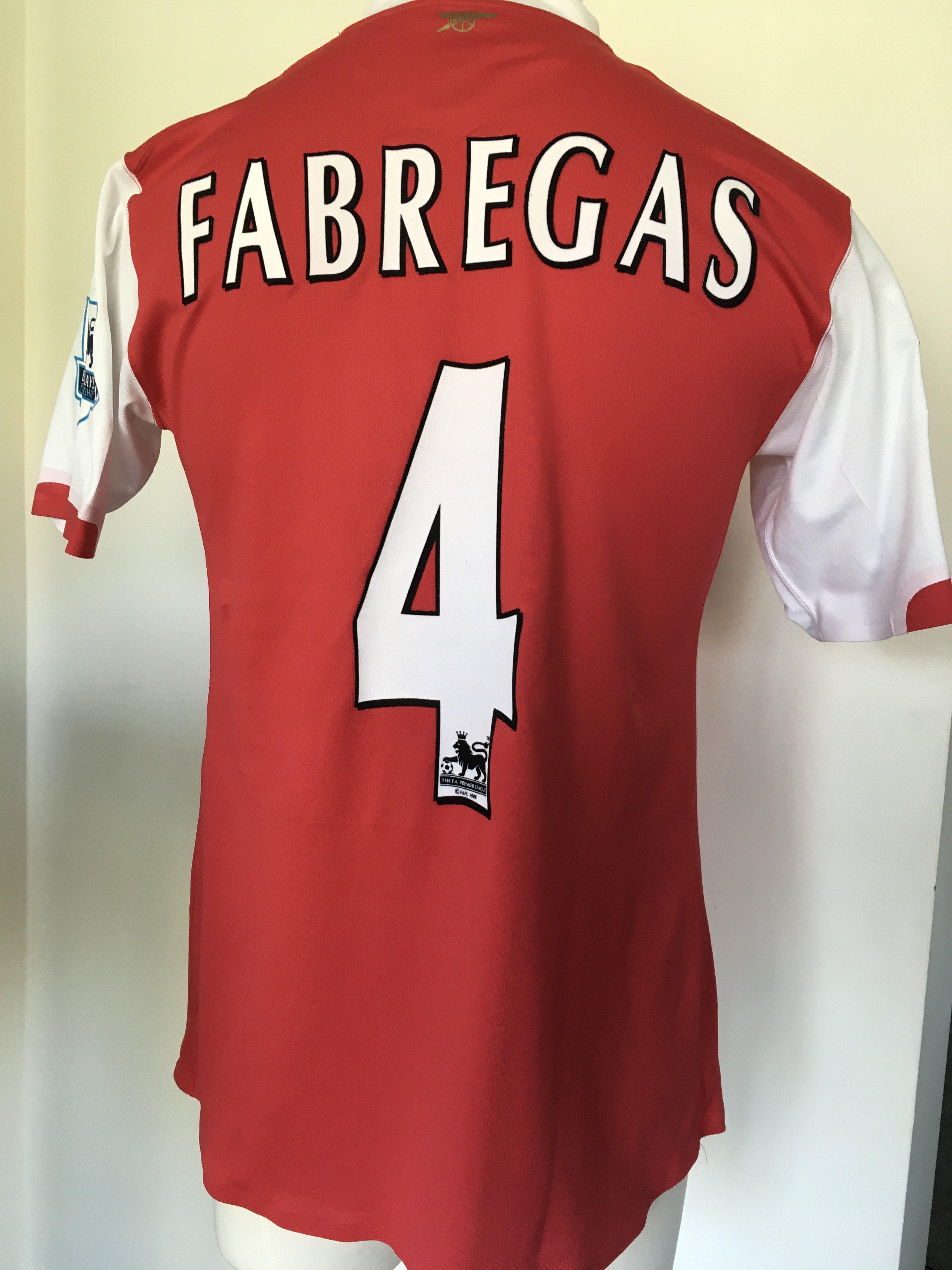 Fabregas Arsenal Match Worn Football Shirt: Red short sleeve Premier League shirt with number 4 Fabregas to rear. Premier League badging to arms.