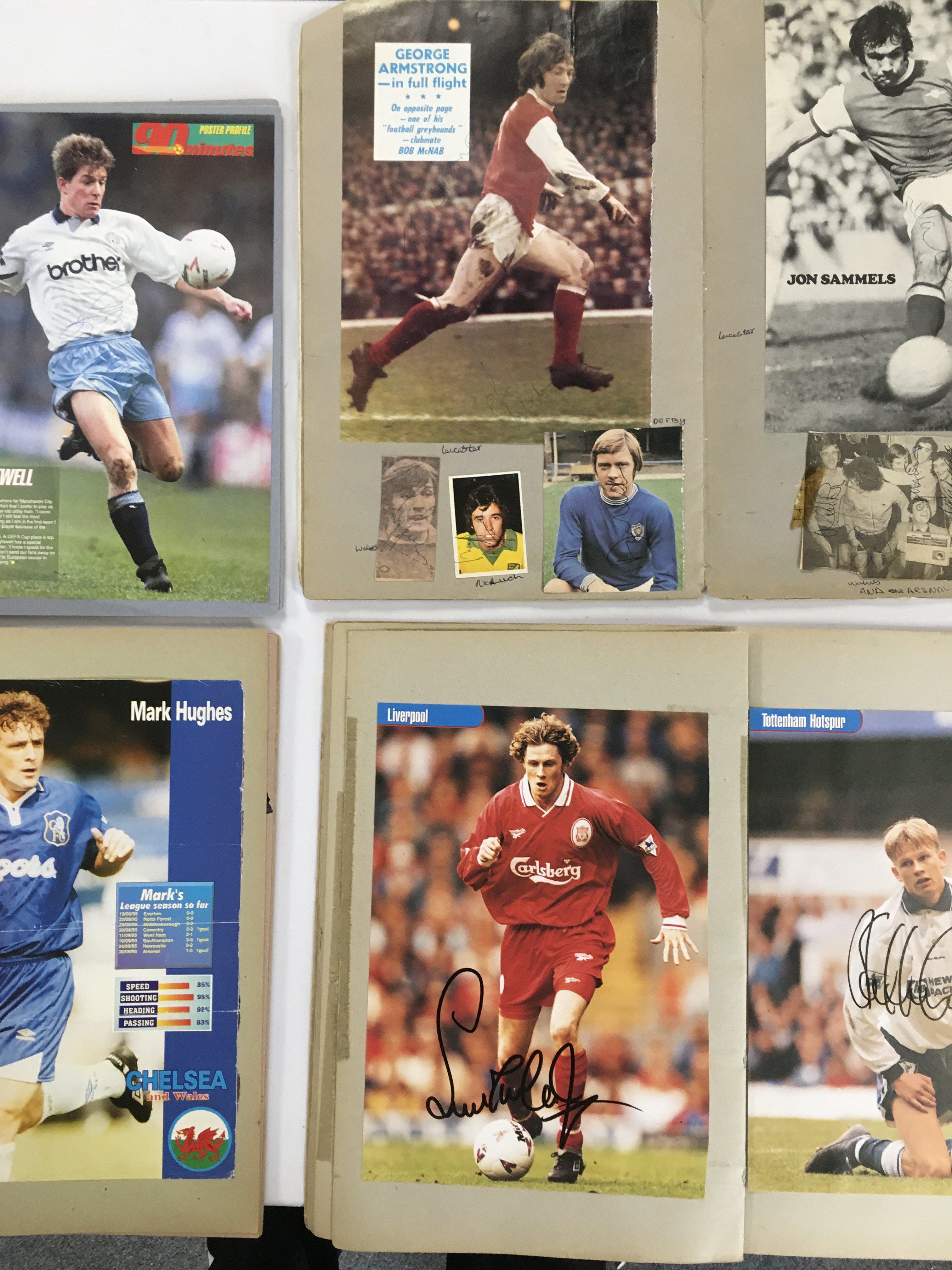 Signed Magazine Picture Collection: Mainly large undedicated magazine pictures stuck down to 4 scrapbooks from the 70s to the 90s. C/W some multi signed A4 pages from the last 25 years with teams including Bristol Rovers, Bolton, Gillingham, Tranmere, Crystal Palace, Darlington and Oxford.