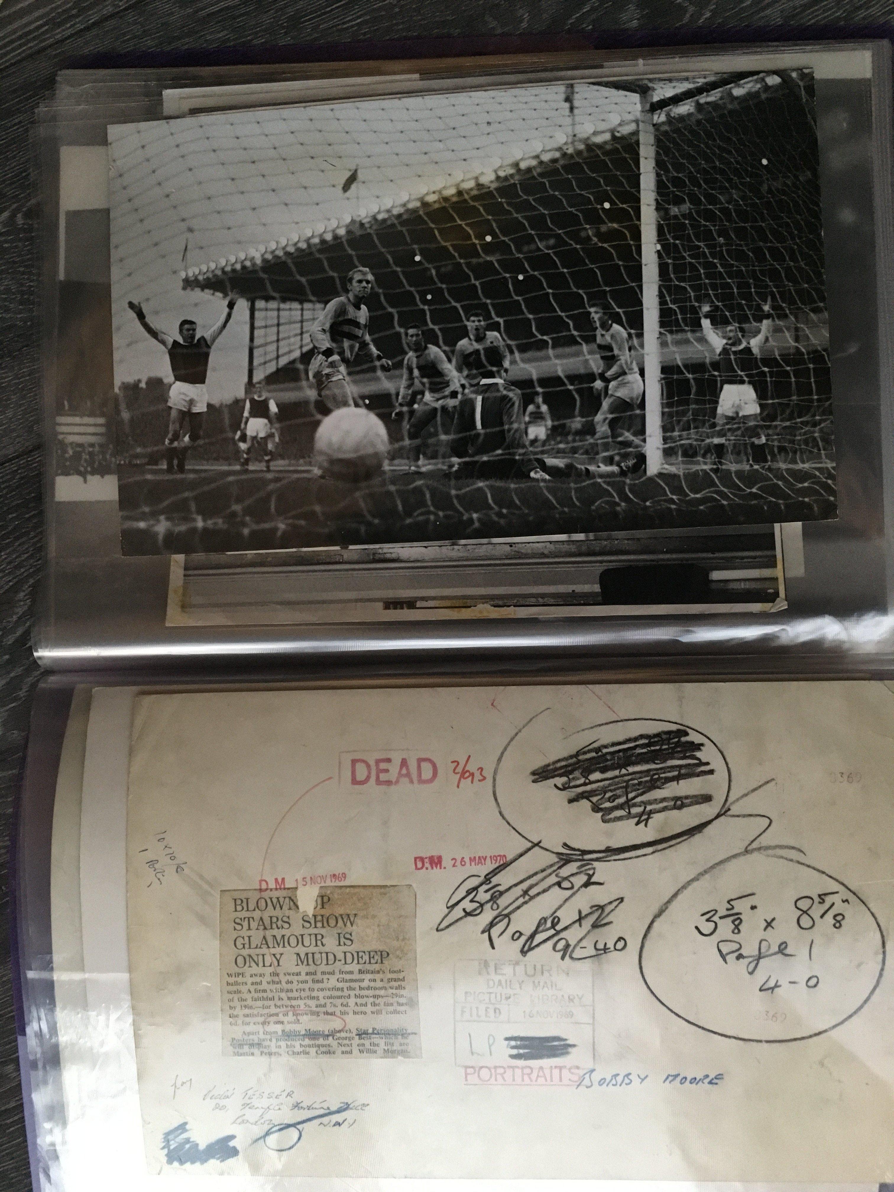 West Ham Large Football Press Photos: Many from the 60s with a few more recent. Press stamps and often annotations to rear. Very large photos are very good and in black and white. (20)