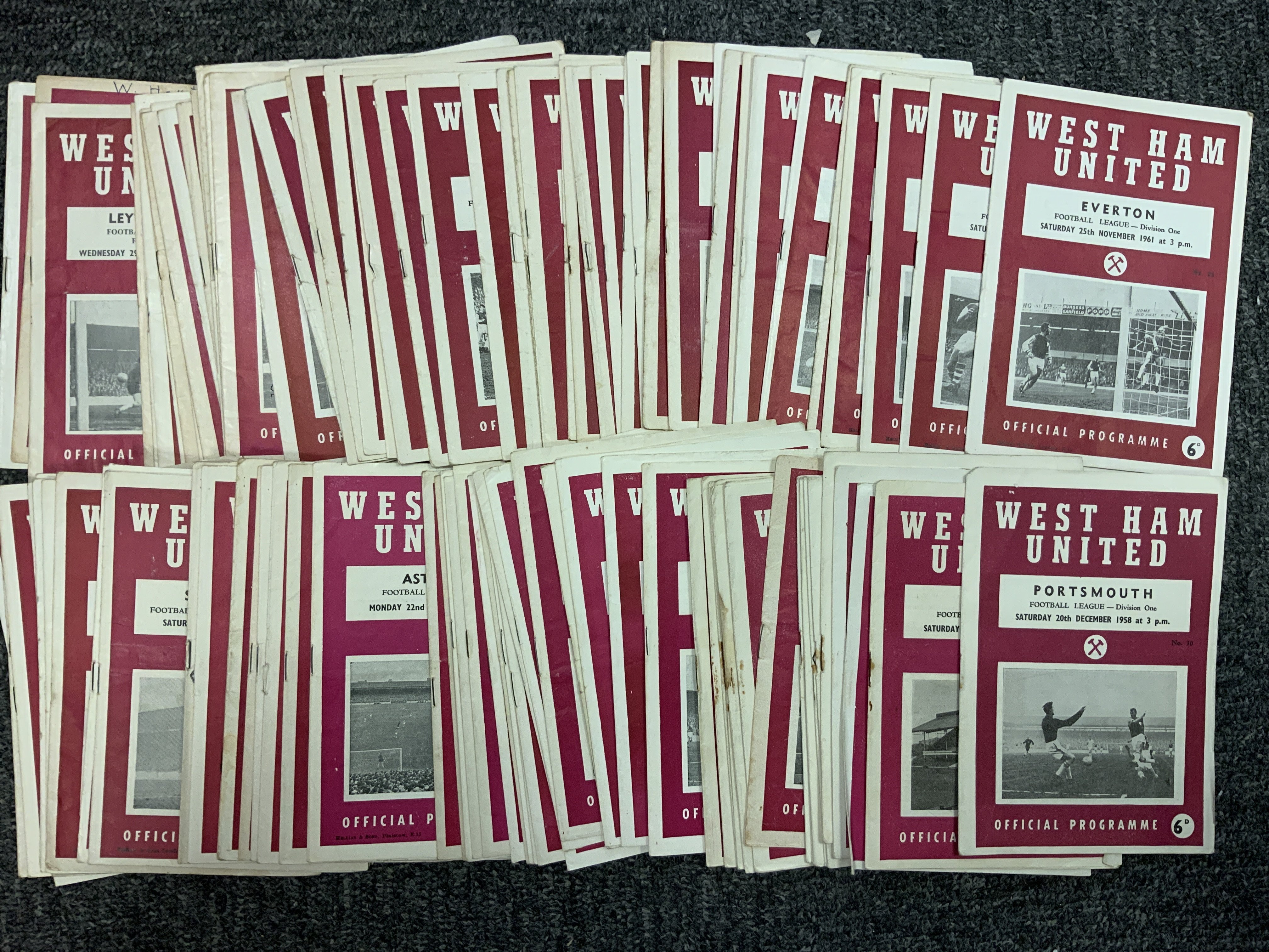 West Ham Home Football Programmes 1958 - 1964: Small size good condition 1st team programmes. 58/59 x 18, 59/60 x 13 then an even mix from 60/61 to 63/64. (110)