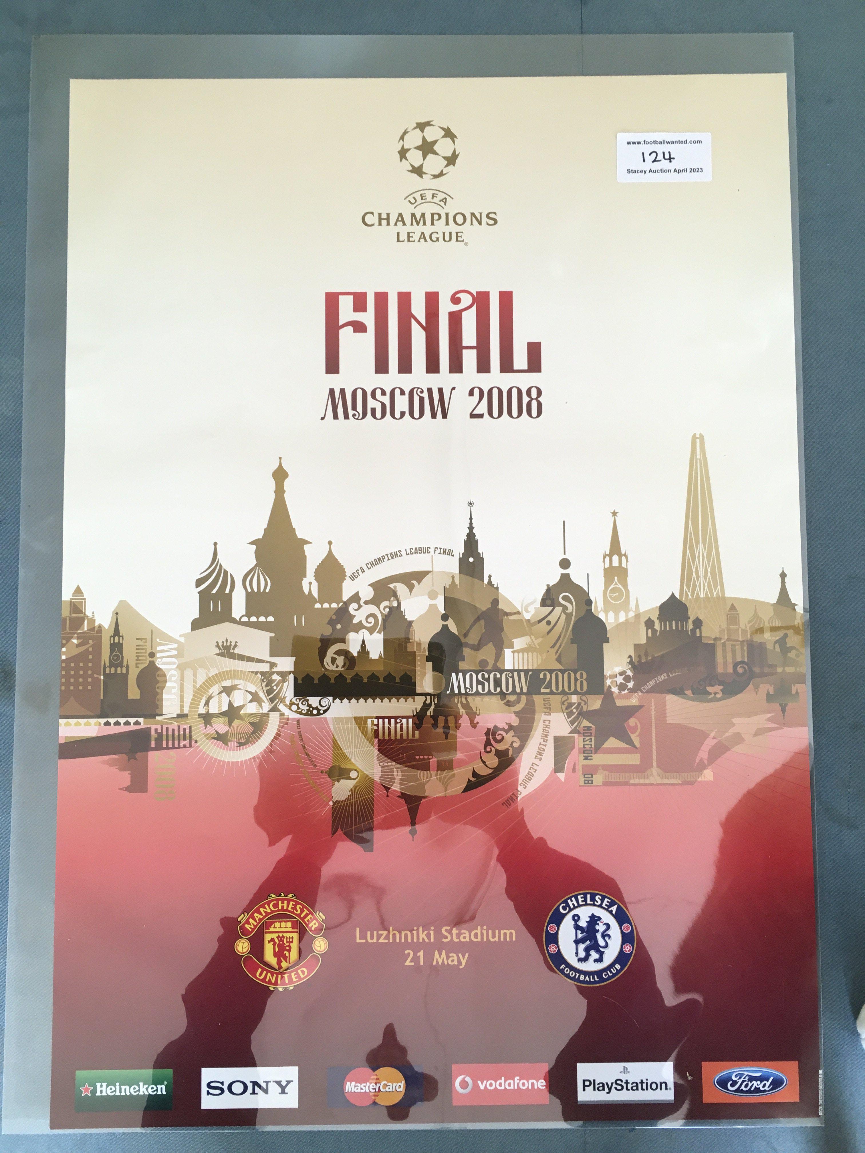 2008 Champions League Final Football Poster: Original Manchester United v Chelsea poster measuring 50 x 70cm in excellent condition. Similar to the programme.