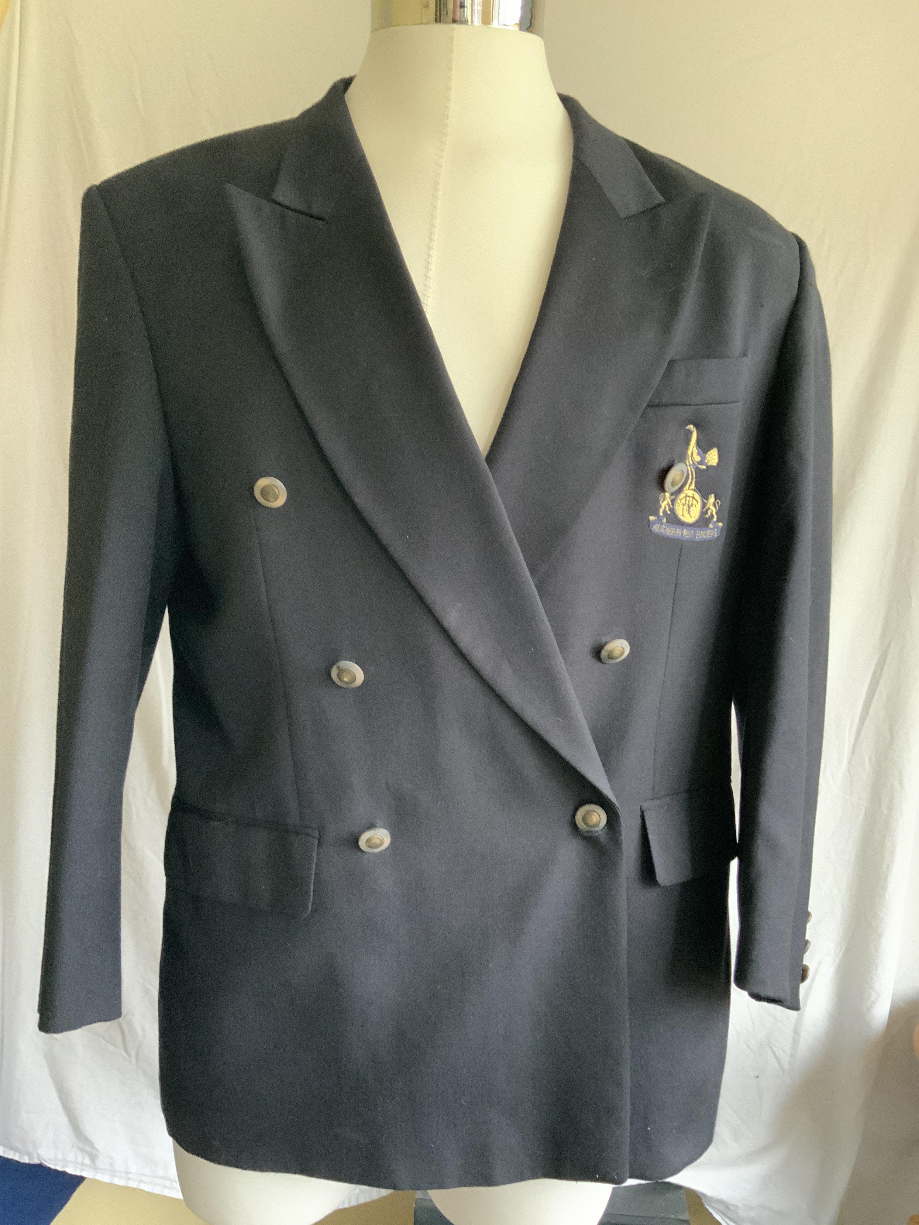 Tottenham Football Club Blazer: Pure new wool Ciro Citterio 42 regular navy blue jacket blazer. Tottenham logo to breast pocket. Era unknown.