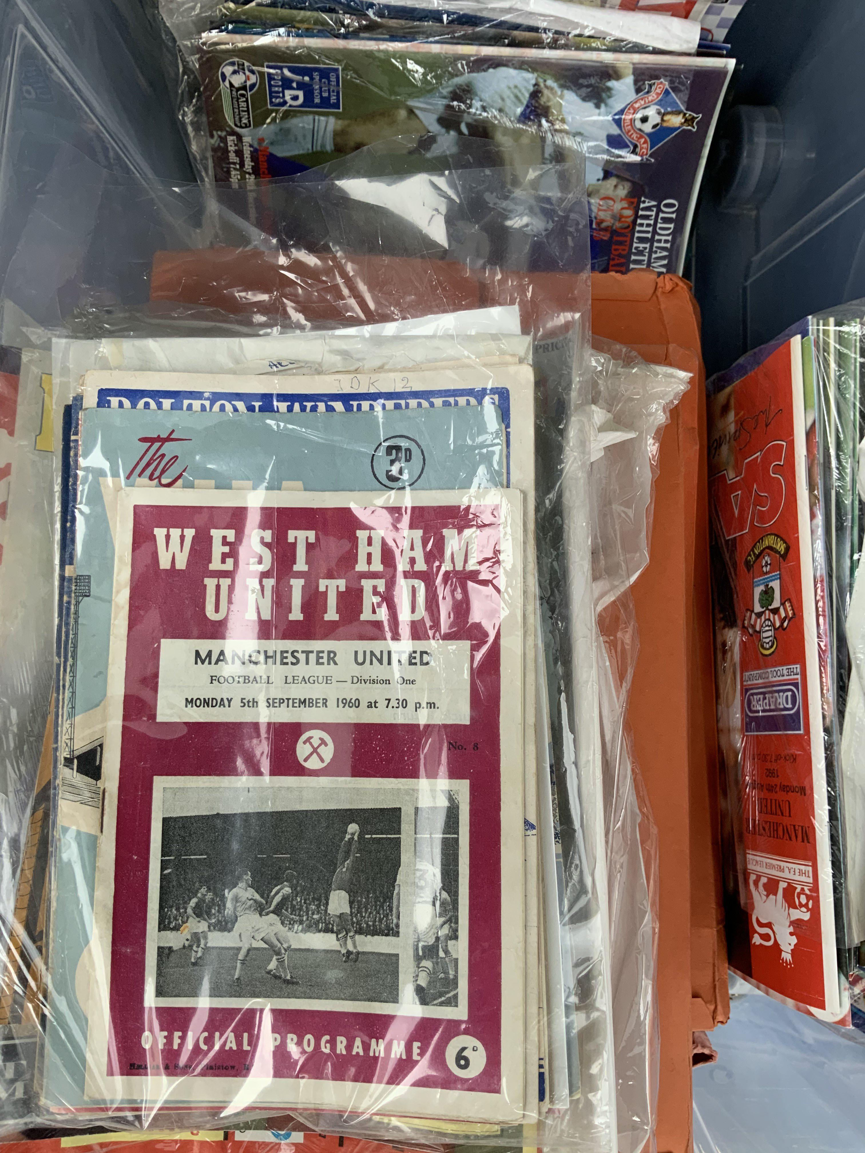 Manchester United Away Football Programmes: Large quantity from the 60s onwards in mainly good condition. Approximately 500 with instructions to sell. (3 boxes)