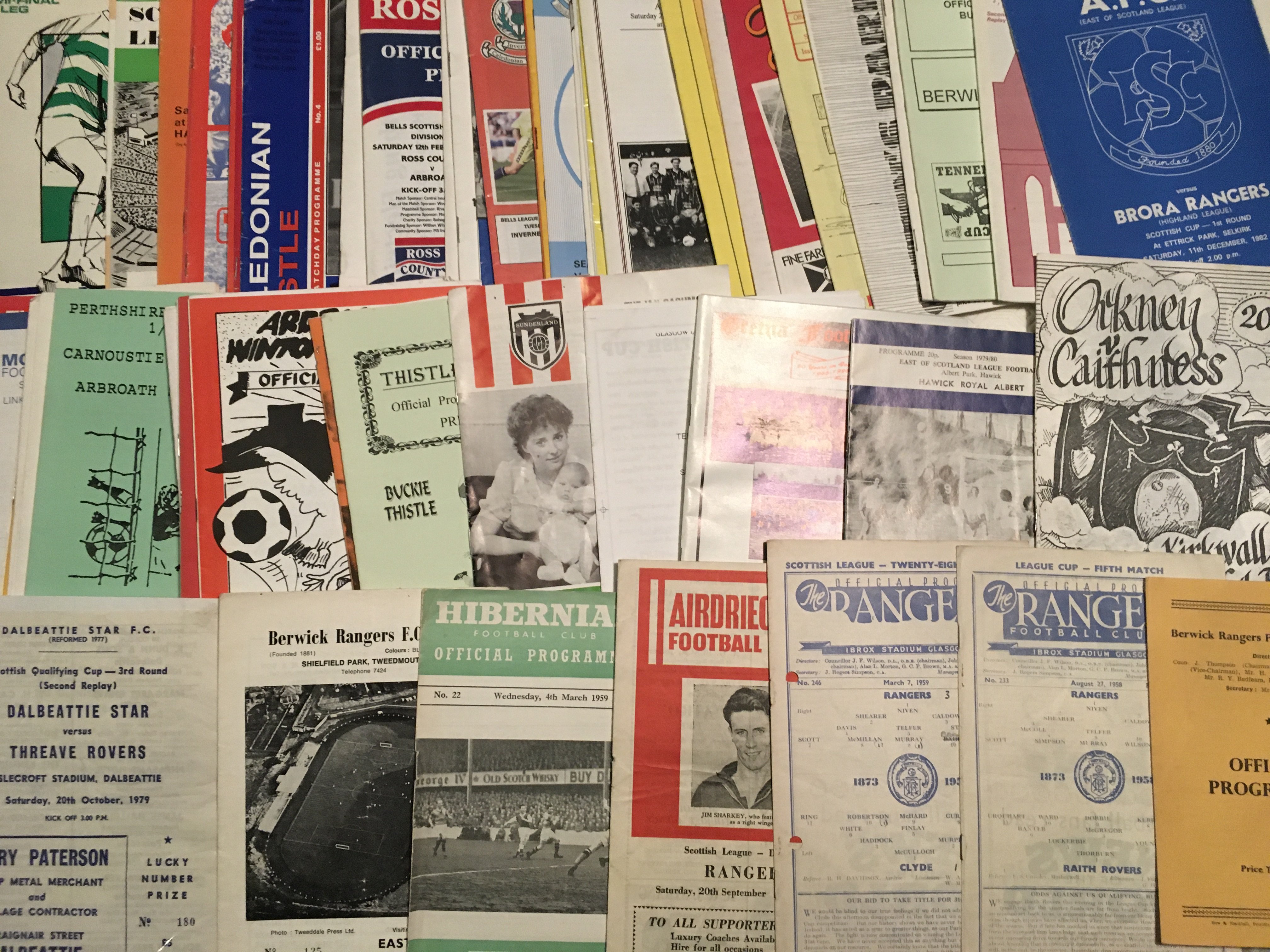 Scottish Football Programmes: A few 50s and 60s to include 56/57 Berwick Rangers v Stirling Albion and a few Rangers aways in the late 50s. Wide range in fair/good condition with instructions to sell. (66)