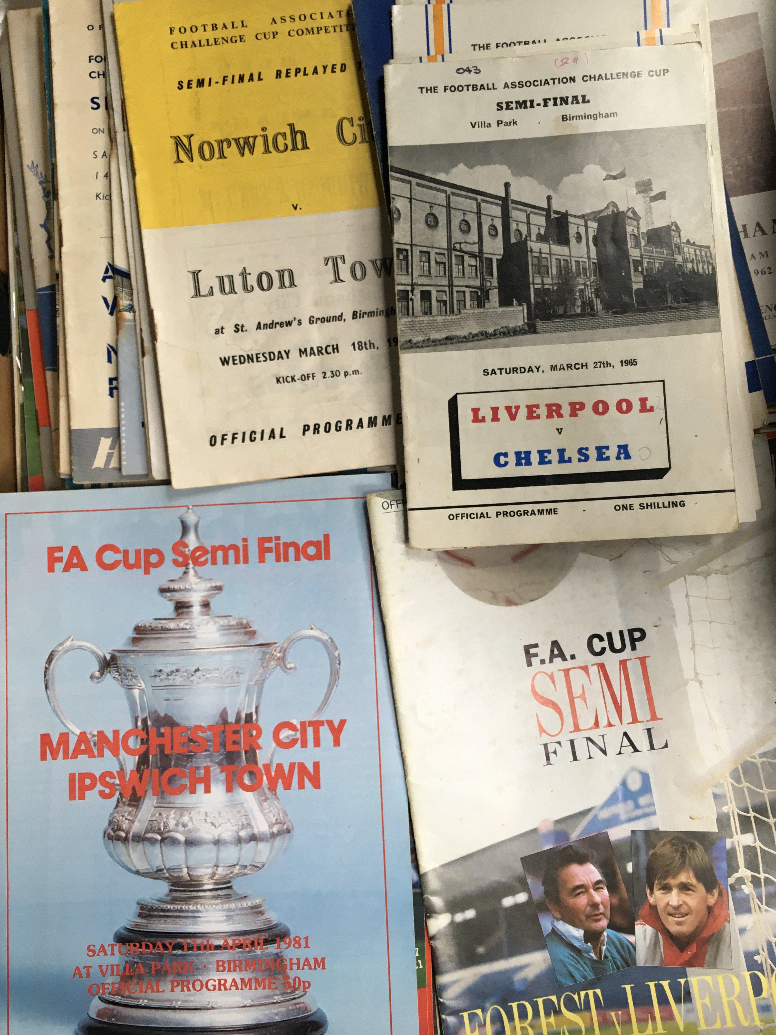 Semi Final Football Programmes: Mainly good condition with light duplication from various semi finals. (230+)