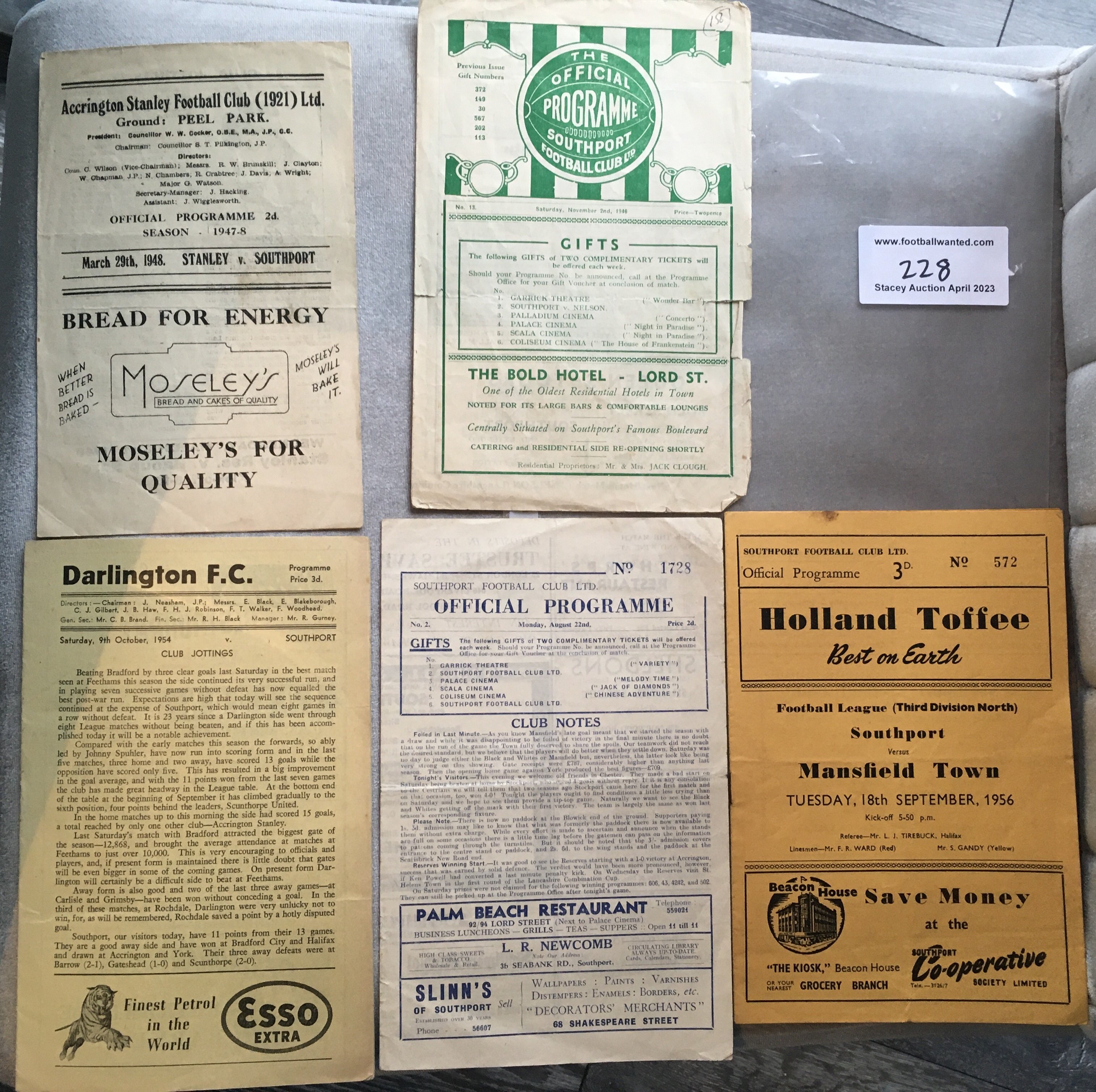 Darlington Football Programmes: 48/49 home v Barrow and aways at 50/51 New Brighton + 49/50 Lincoln. Very good. (3)