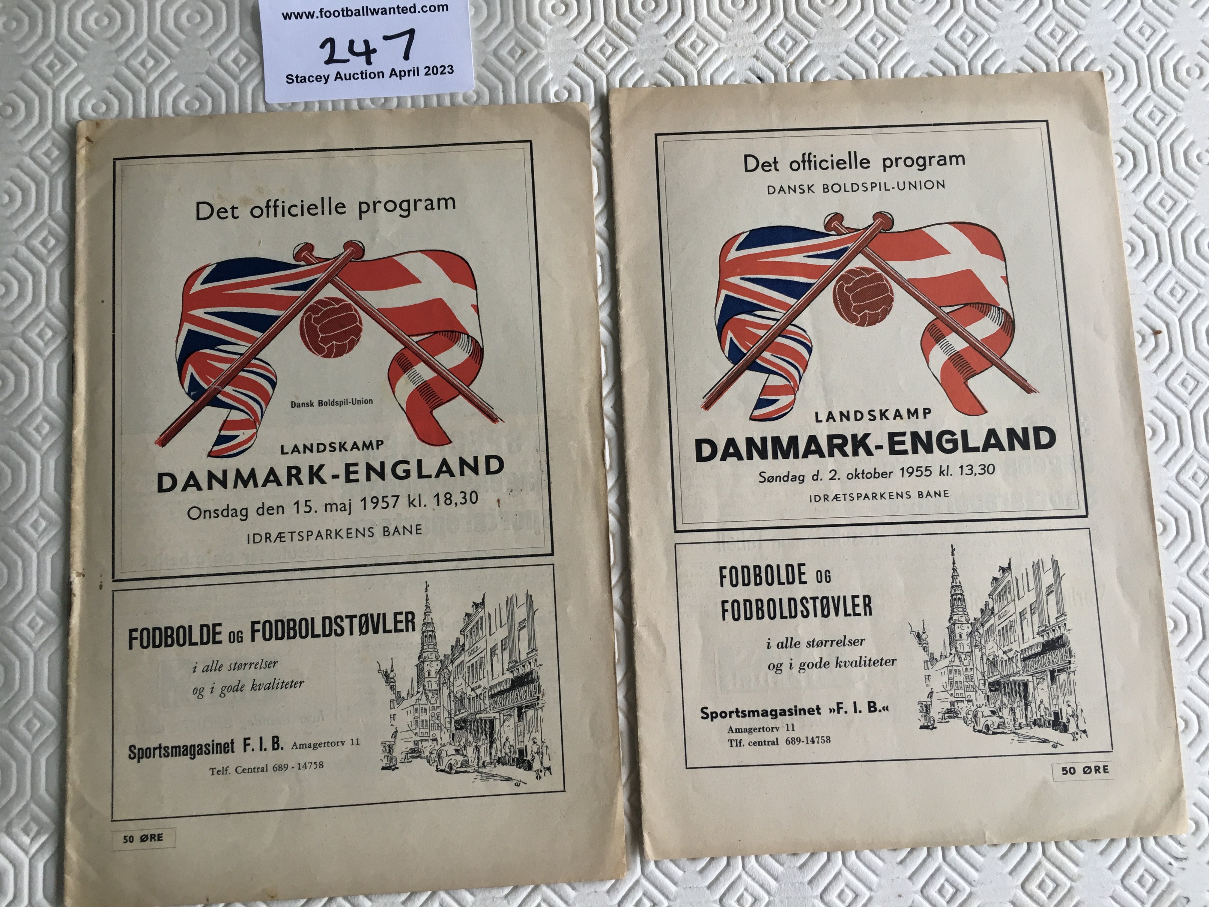 1955 + 1957 Denmark v England Football Programmes: Both in excellent condition with no team changes. (2)