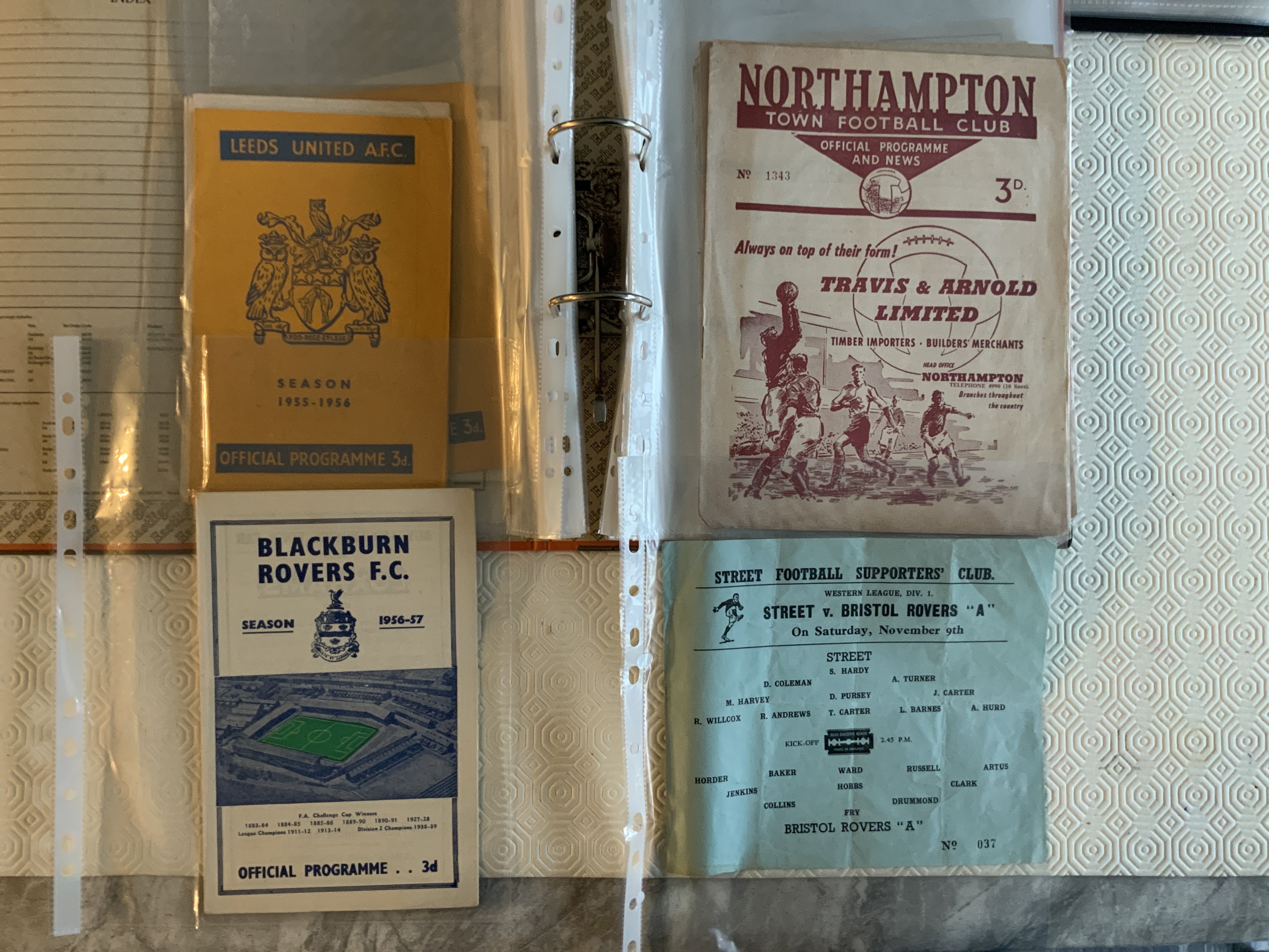 1950s Football Programmes: Wide range of clubs from mid to late 50s including 3 55/56 Leeds homes, Street v Bristol Rovers A team year unknown and more. Mainly good. (37)