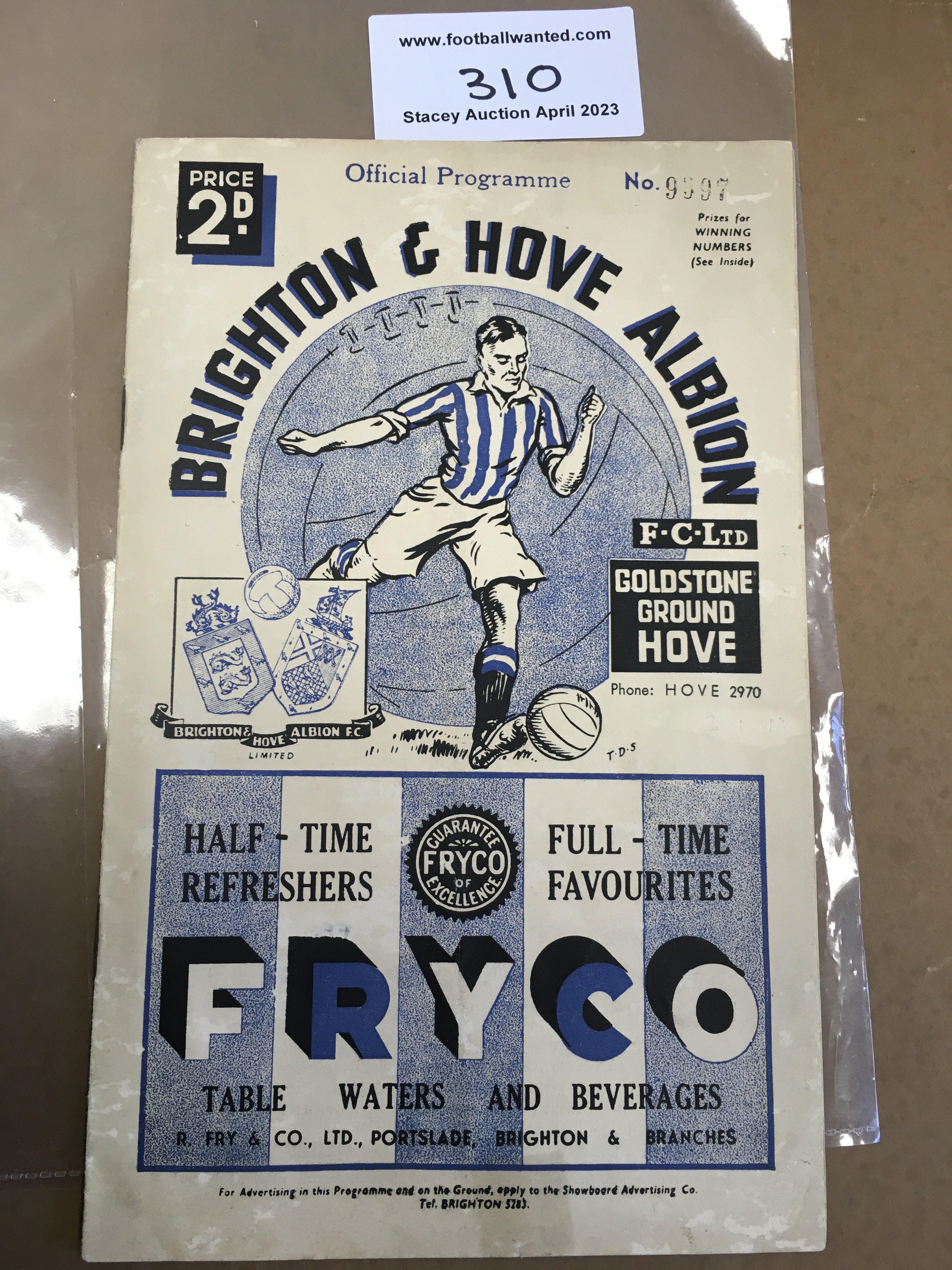 38/39 Brighton v QPR Football Programme: Very good condition league match with no team changes.