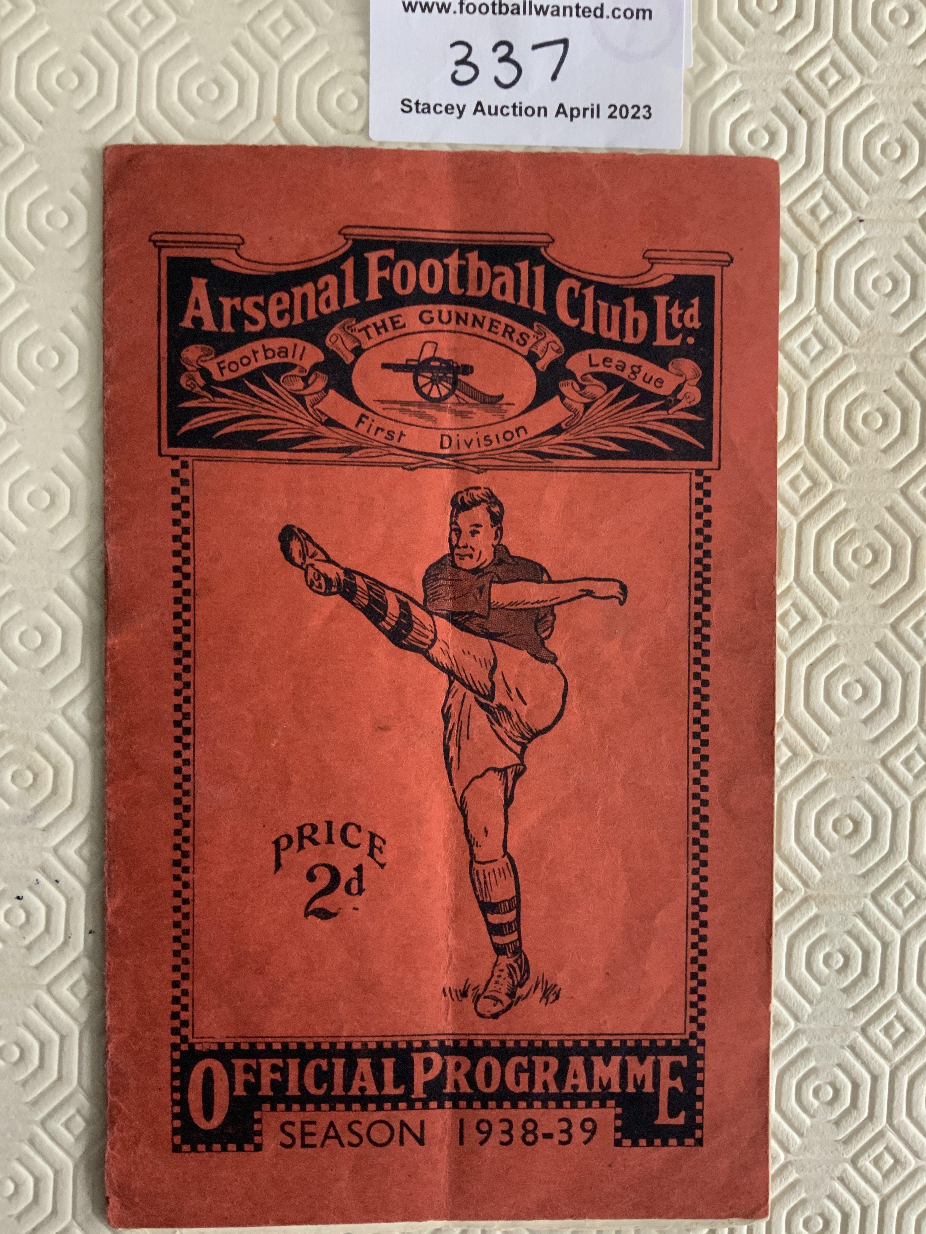 38/39 England v Rest Of Europe At Arsenal Football Programme: Full International played at Highbury. Fair condition with light folding and small tear on spine. Score and scorers written to team page inside.