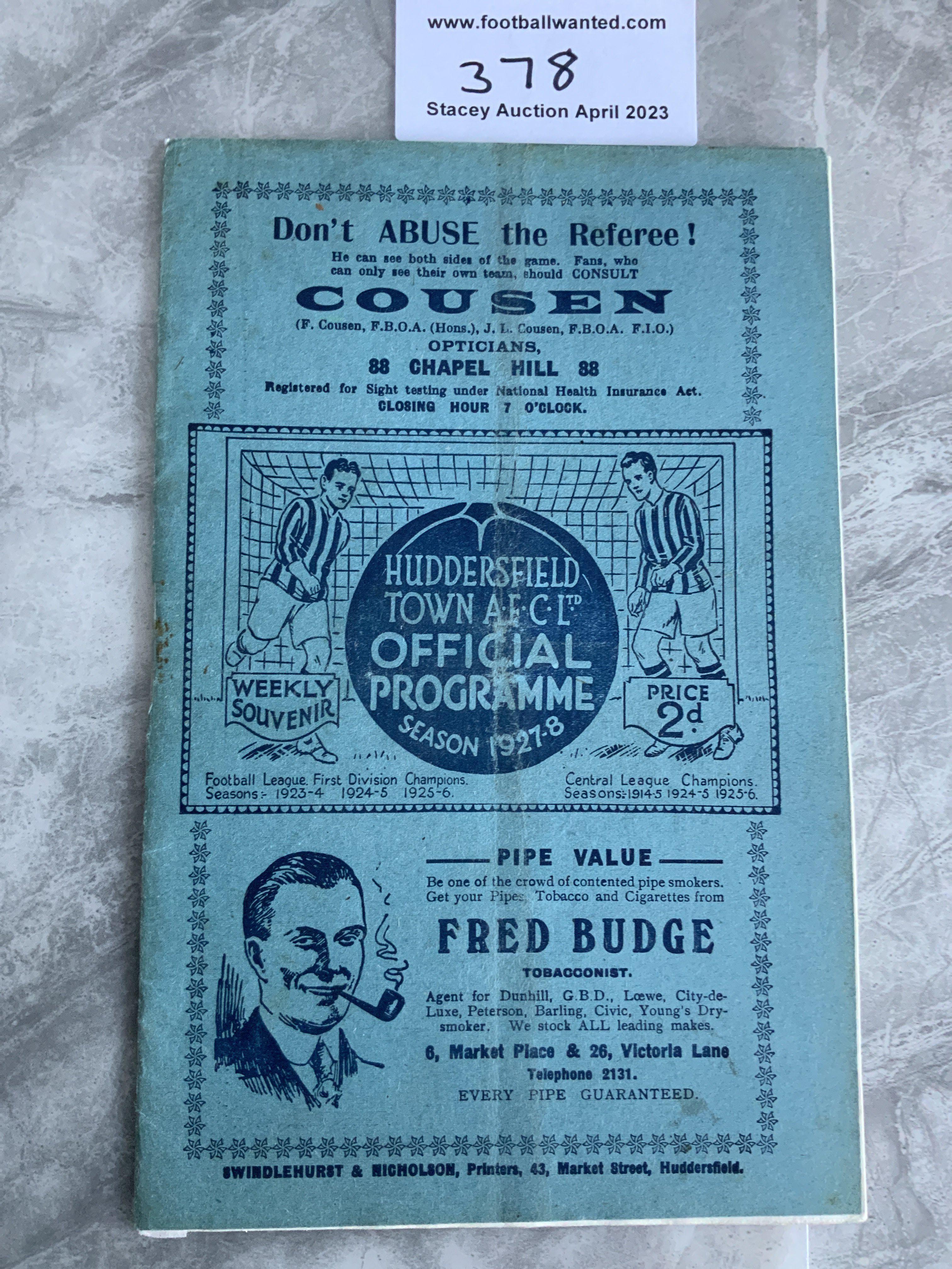 1927 - 1928 Huddersfield Town v Newcastle United Football Programme: Fair condition with no team changes. Repairs throughout include a professional spine repair