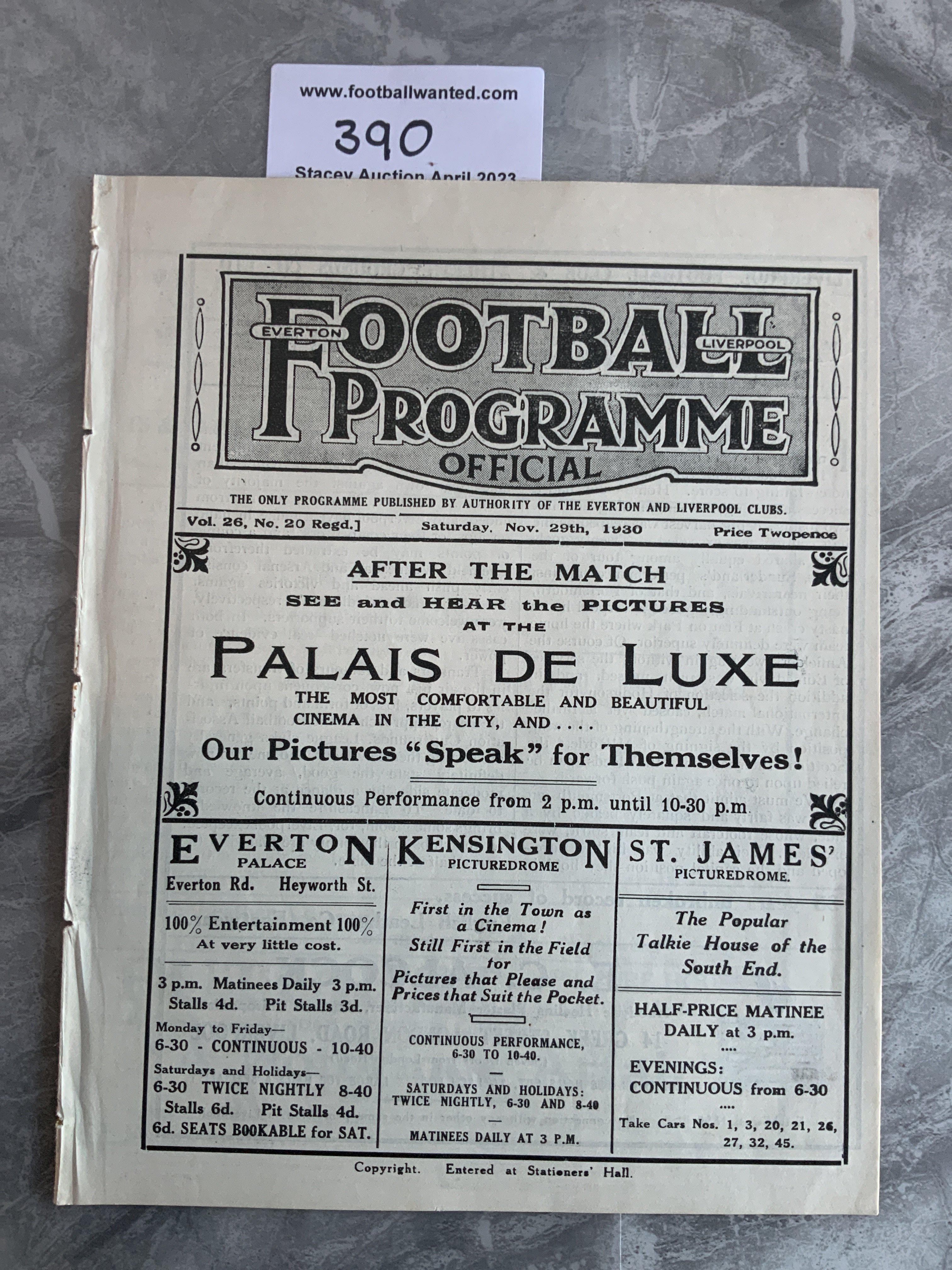 1930 - 1931 Liverpool v Sheffield United Football Programme: Excellent condition ex bound with no team changes. Covers present.