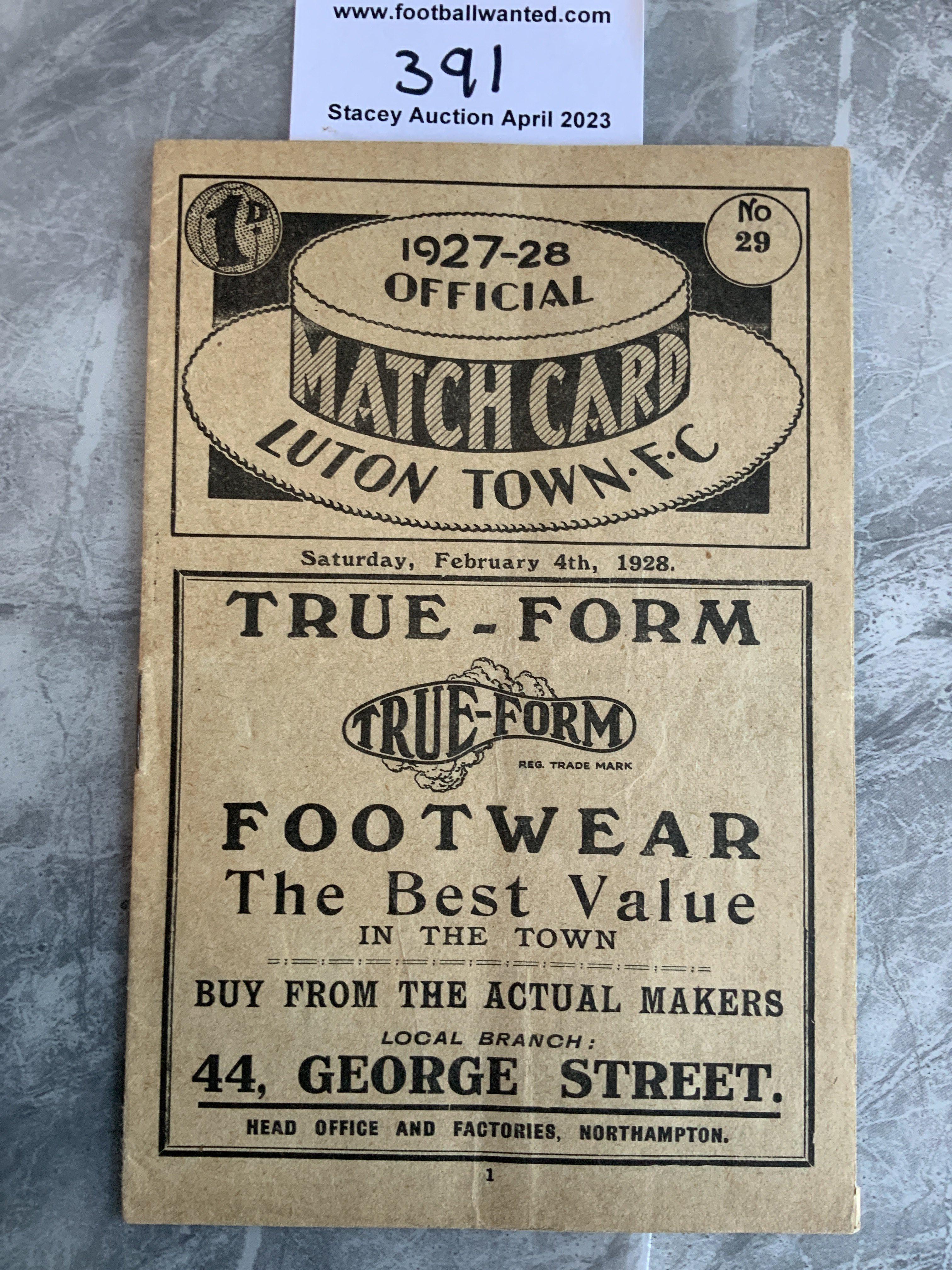 1927 - 1928 Luton Town v Watford Football Programme: Excellent condition with no team changes.