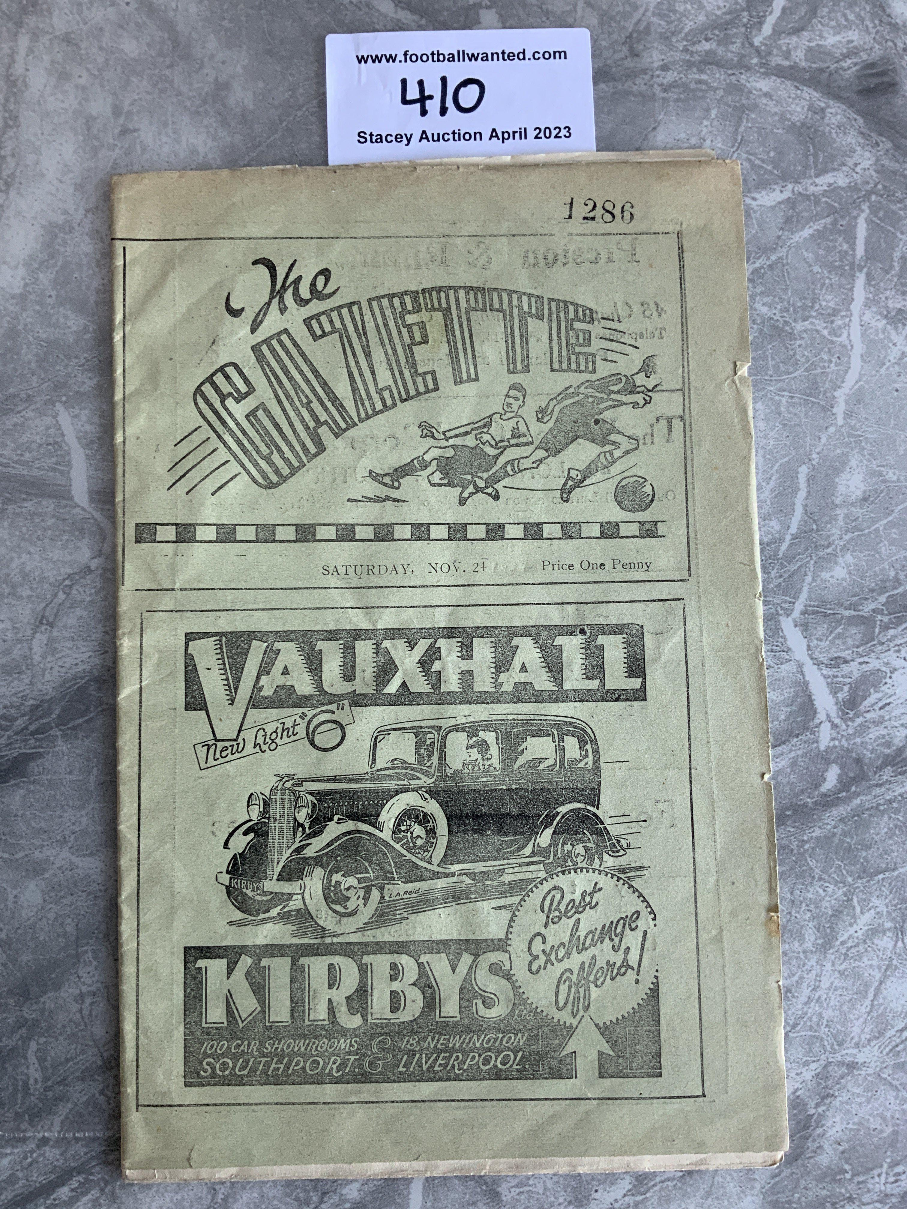 1934 - 1935 Southport v New Brighton Football Programme: Good condition with team changes. Light creasing.