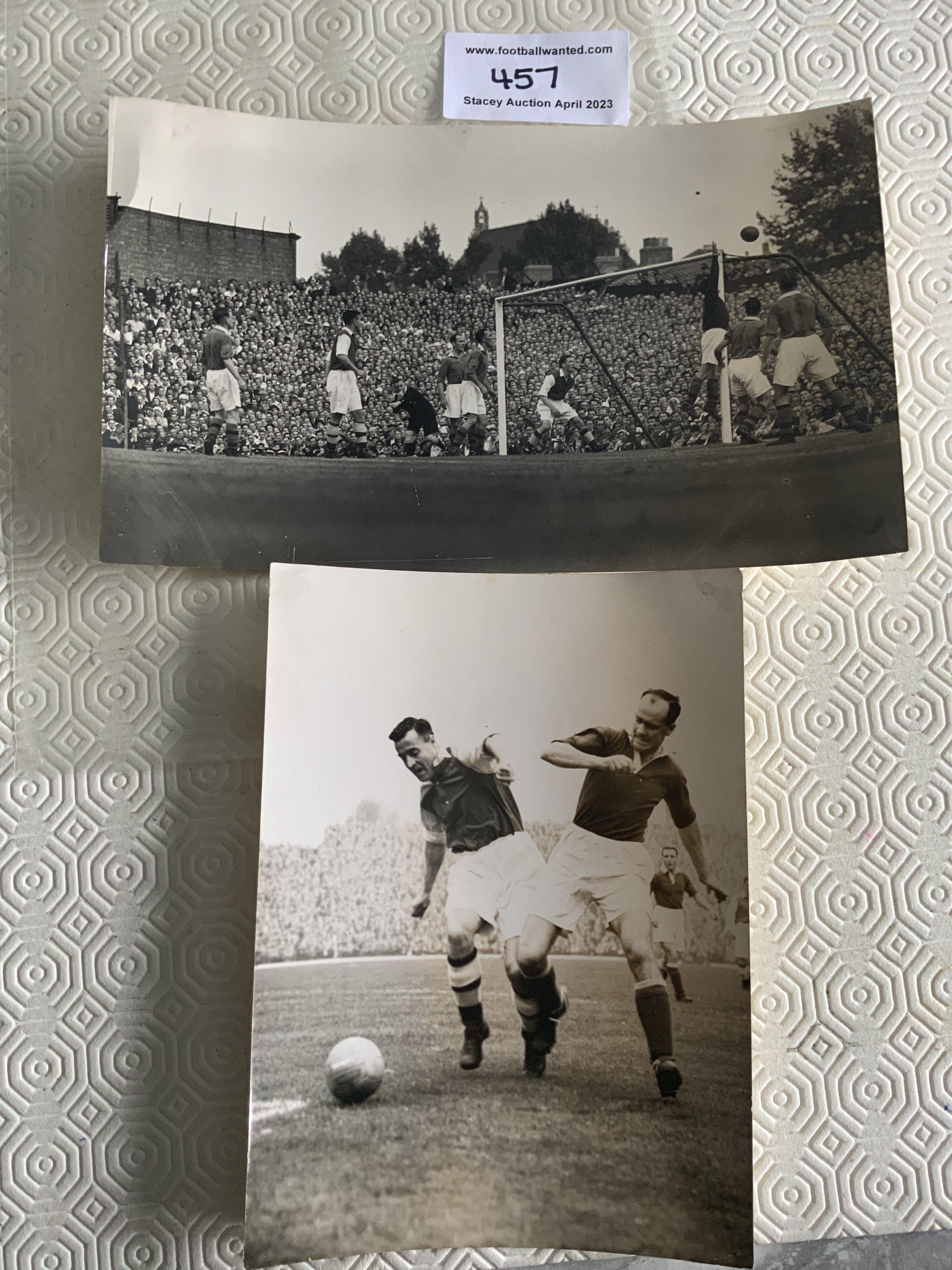 47/48 Arsenal v Manchester United Press Photos: Both have press stamps to rear and we are informed they are from a match at Highbury on 6 9 1947. Good. (2)