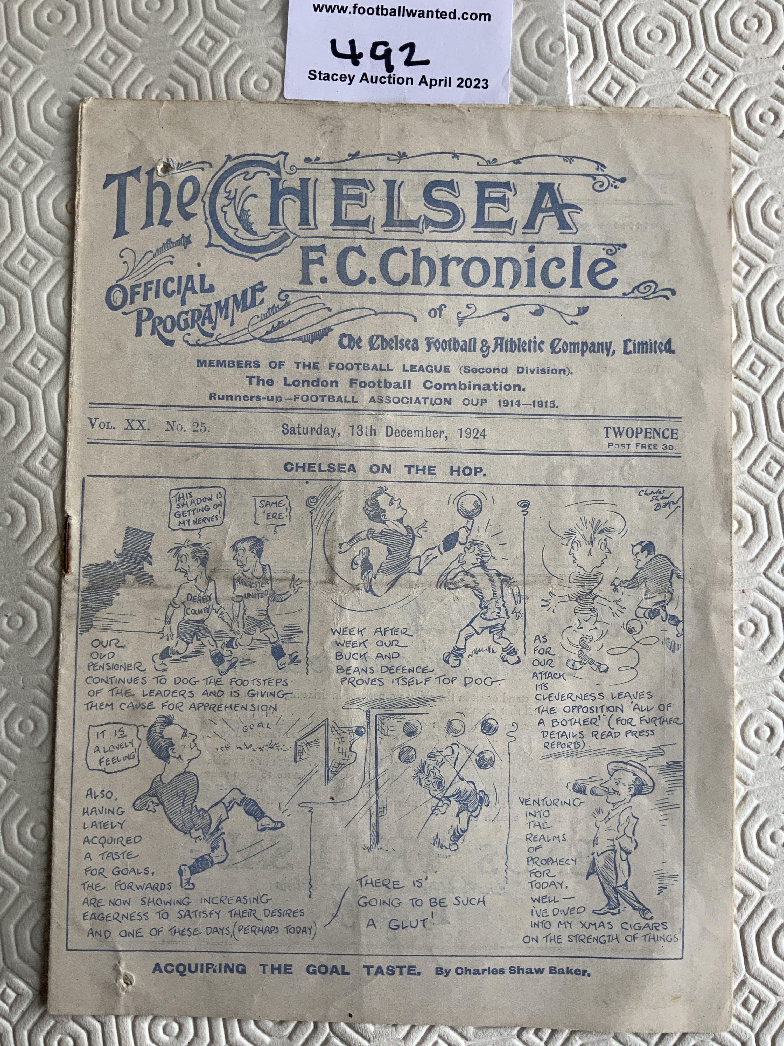 24/25 Chelsea v Middlesbrough Football Programme: Fair condition with no team changes. League match with light fold and two pin holes.