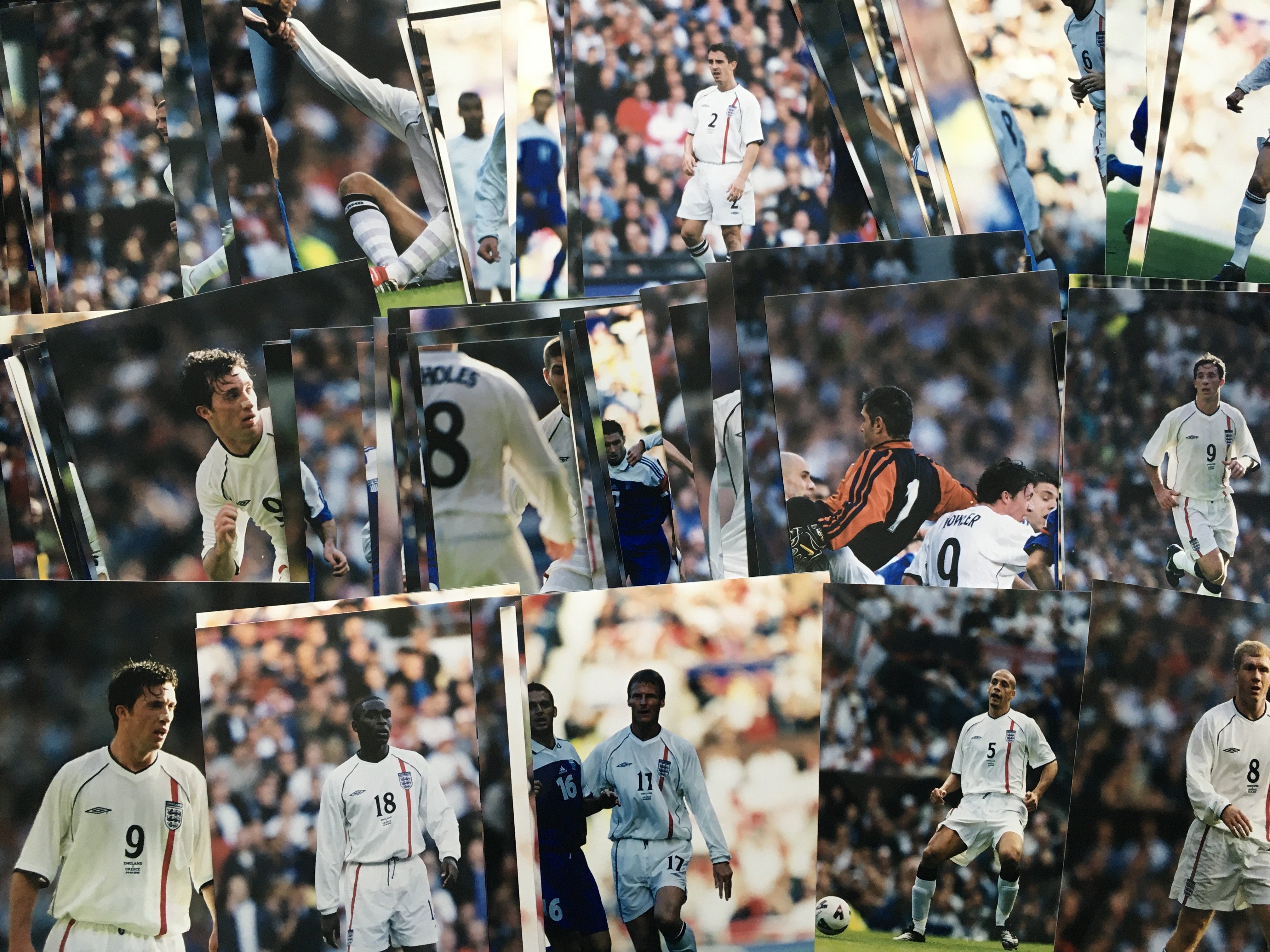 2001 England v Greece Football Photos: Famous match in which Beckham scored the free kick that got England to the World Cup. Quality colour 9 x 6 inch photos are of all the England players in the match played at Old Trafford on 6 10 2001. Not press stamped. (135)