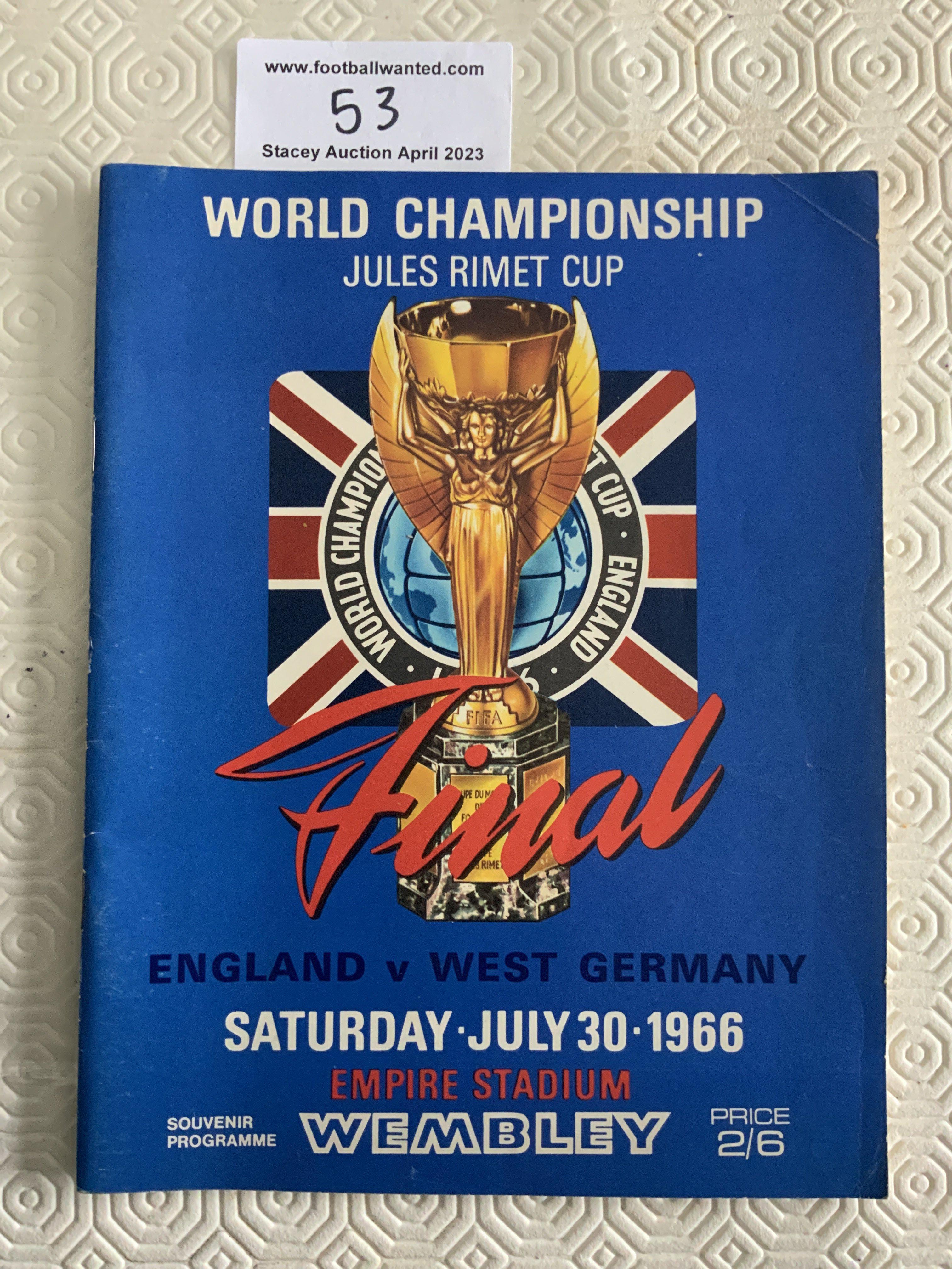 1966 World Cup Final Football Programme: Original England v West Germany programme in near mint condition with no team changes.