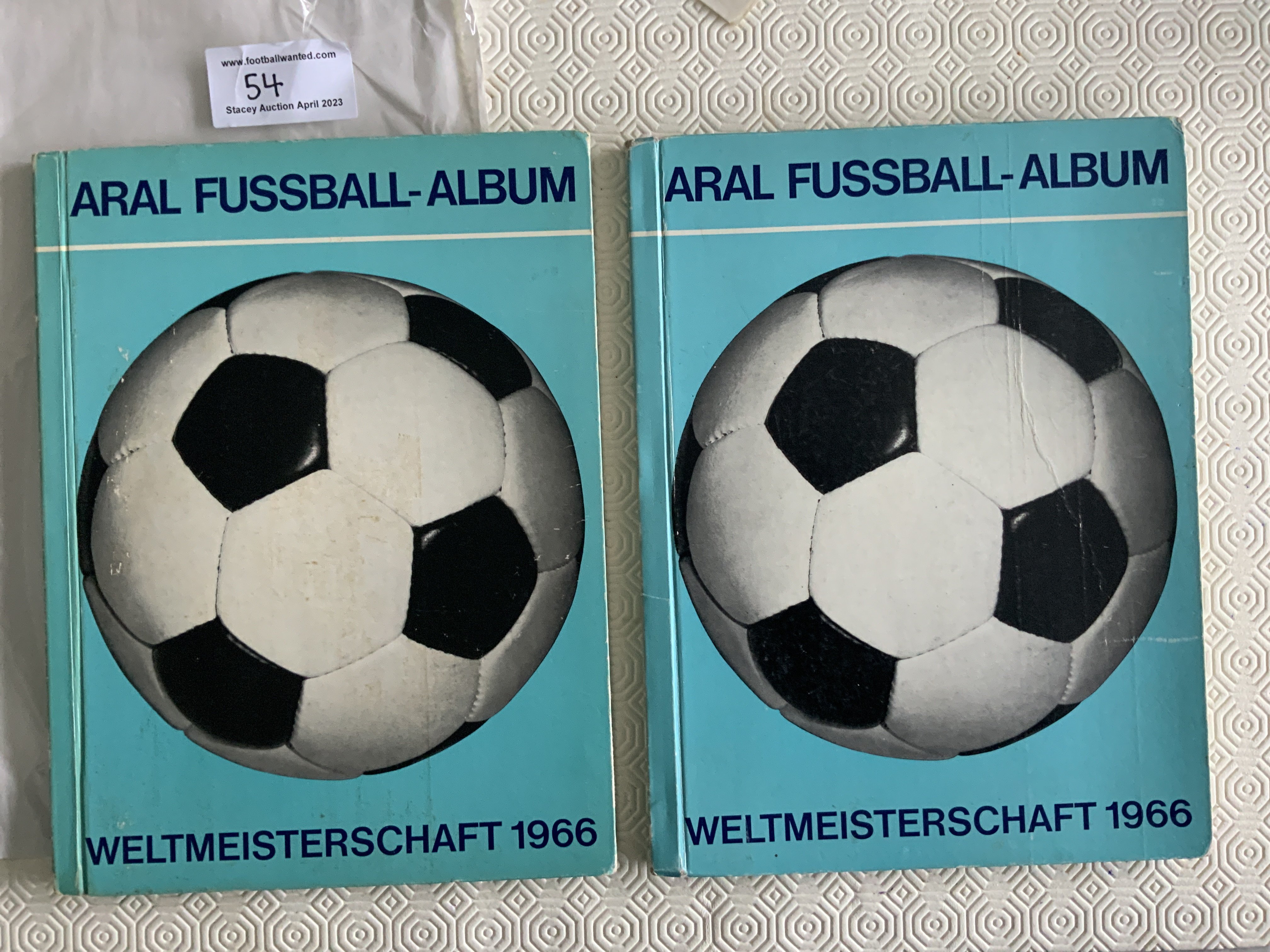 1966 German Aral Fussball World Cup Albums: Weltmeisterschaft 1966 hardback large card albums one complete and we believe the other has 4 missing. Fair. (2)
