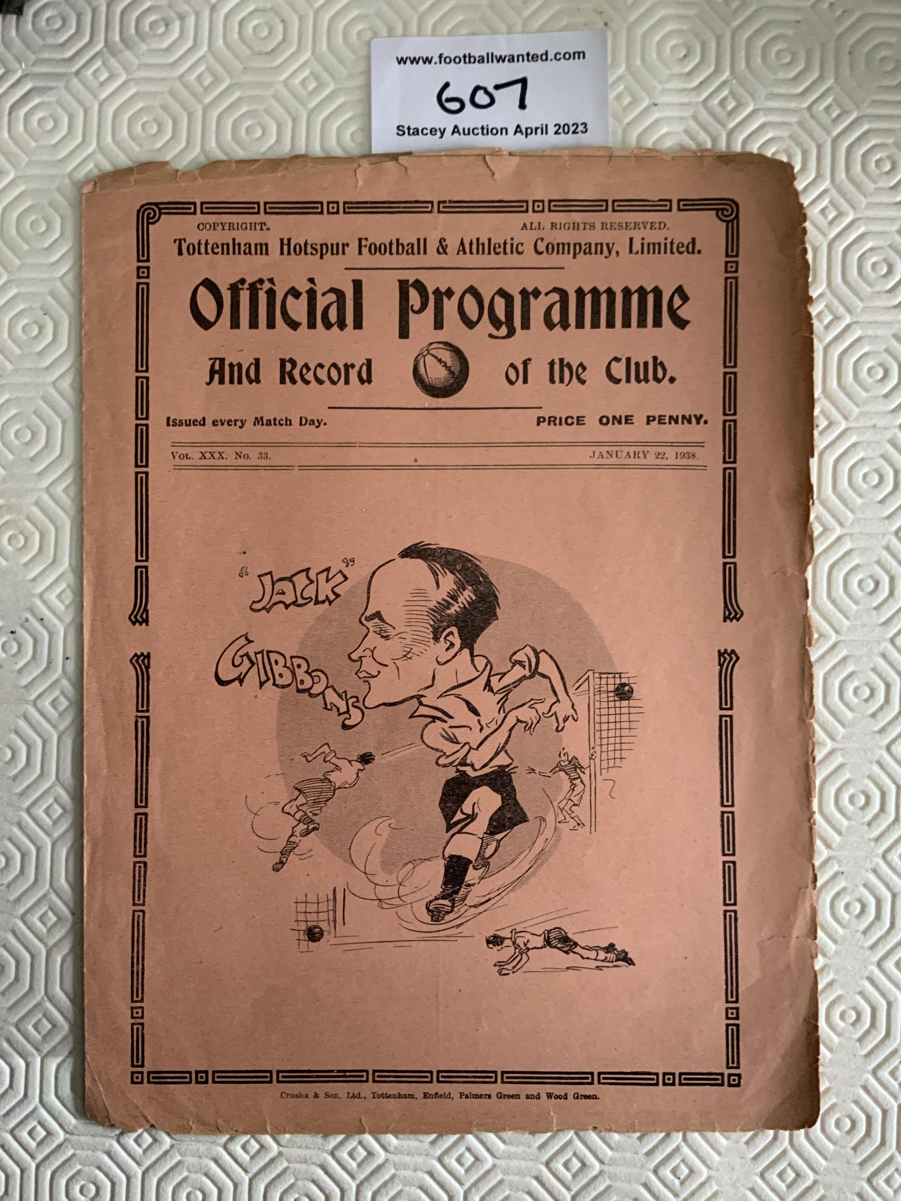 37/38 Tottenham Reserves v Northampton Town Football Programme: Fair condition four page London Combination match with no team changes. A bit tatty to edges.