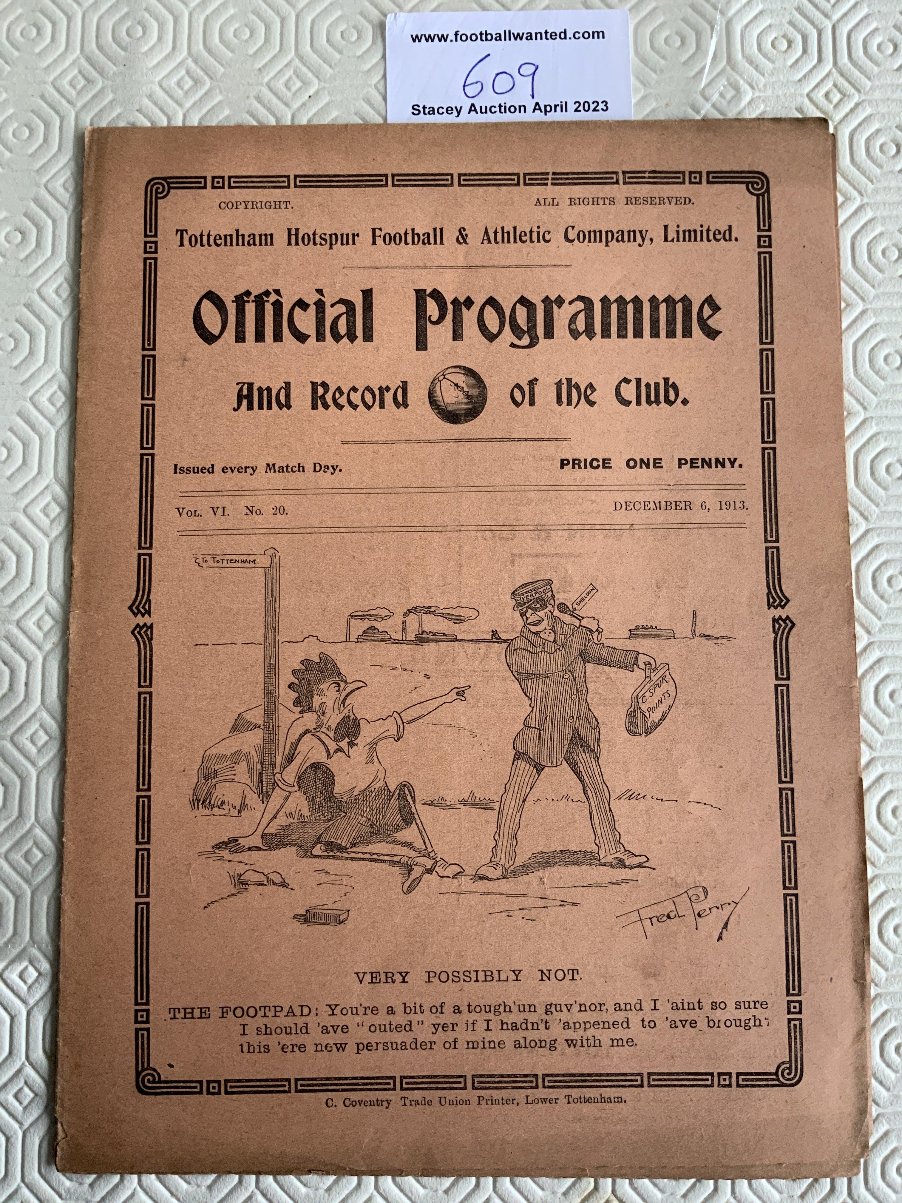 1913 - 1914 Tottenham v West Brom Football Programme: Very good condition with no team changes. League match 8 page fold out programme from pre 1st World War.