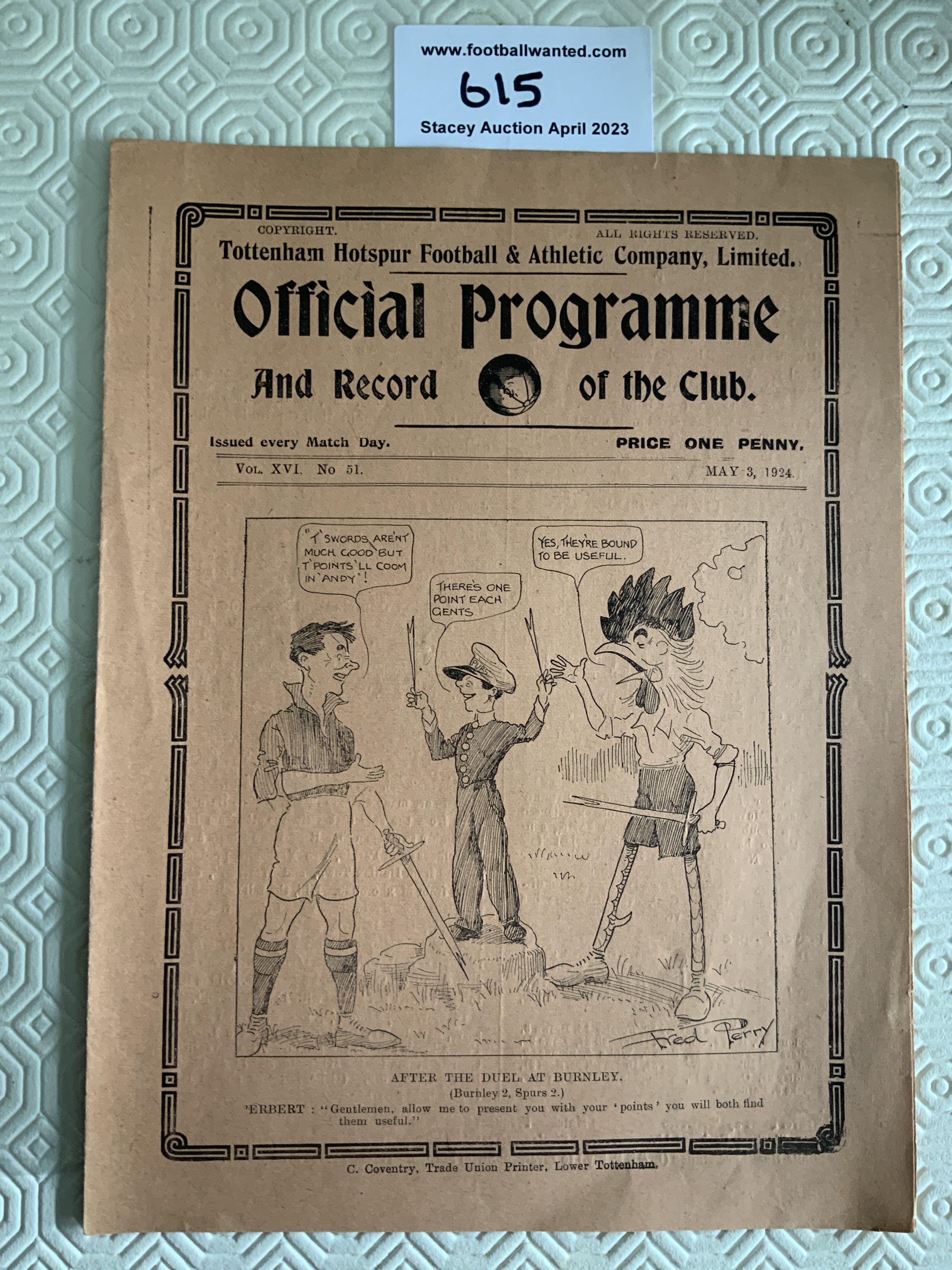 23/24 Tottenham v Burnley Football Programme: Excellent condition league match with no team changes.