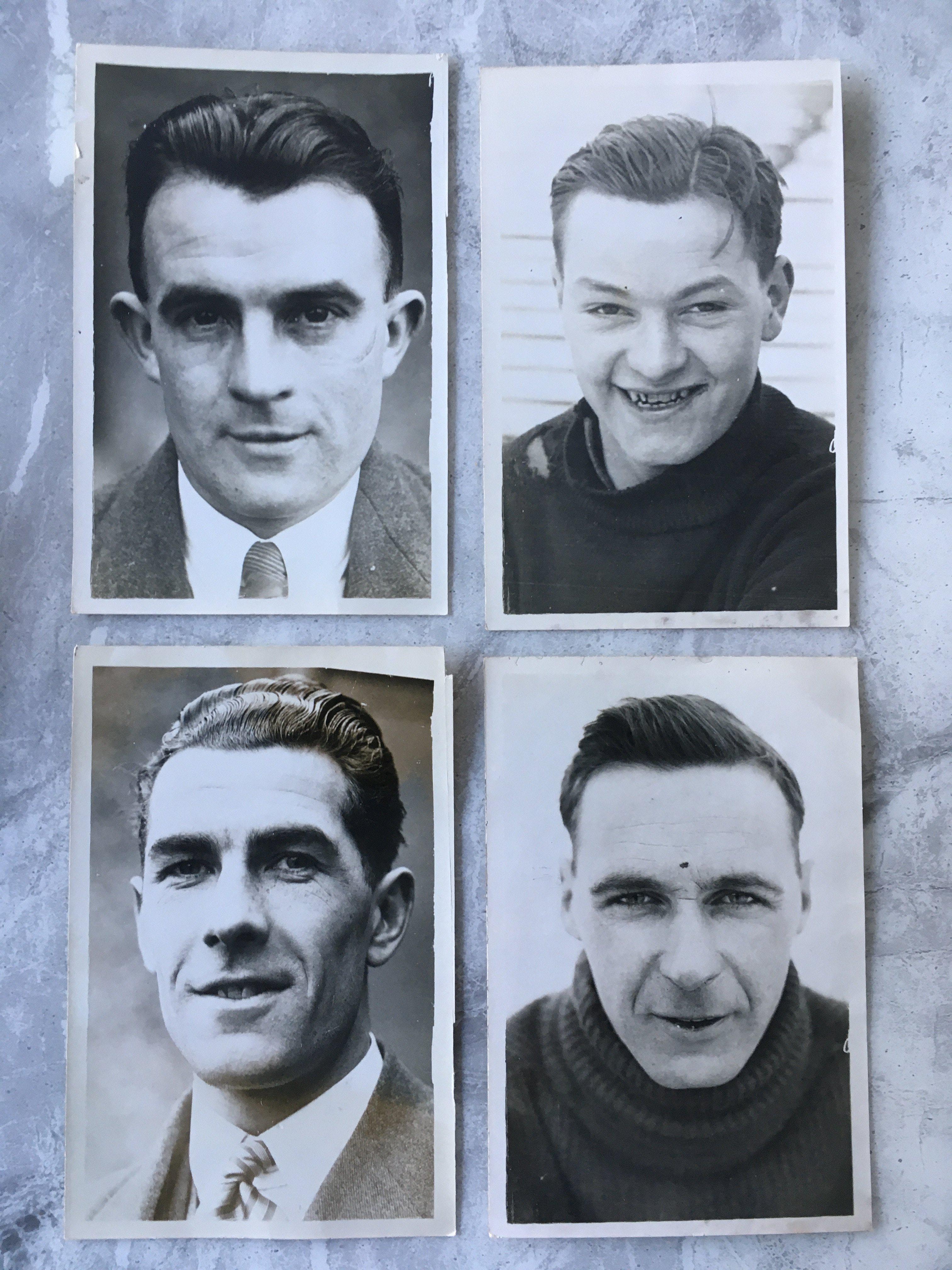 1928/29 Arsenal Football Press Photos: Individual players on postcard size photos and press stamps to rear. Players are Maycock Jack Lewis and Thompson. Good. (4)