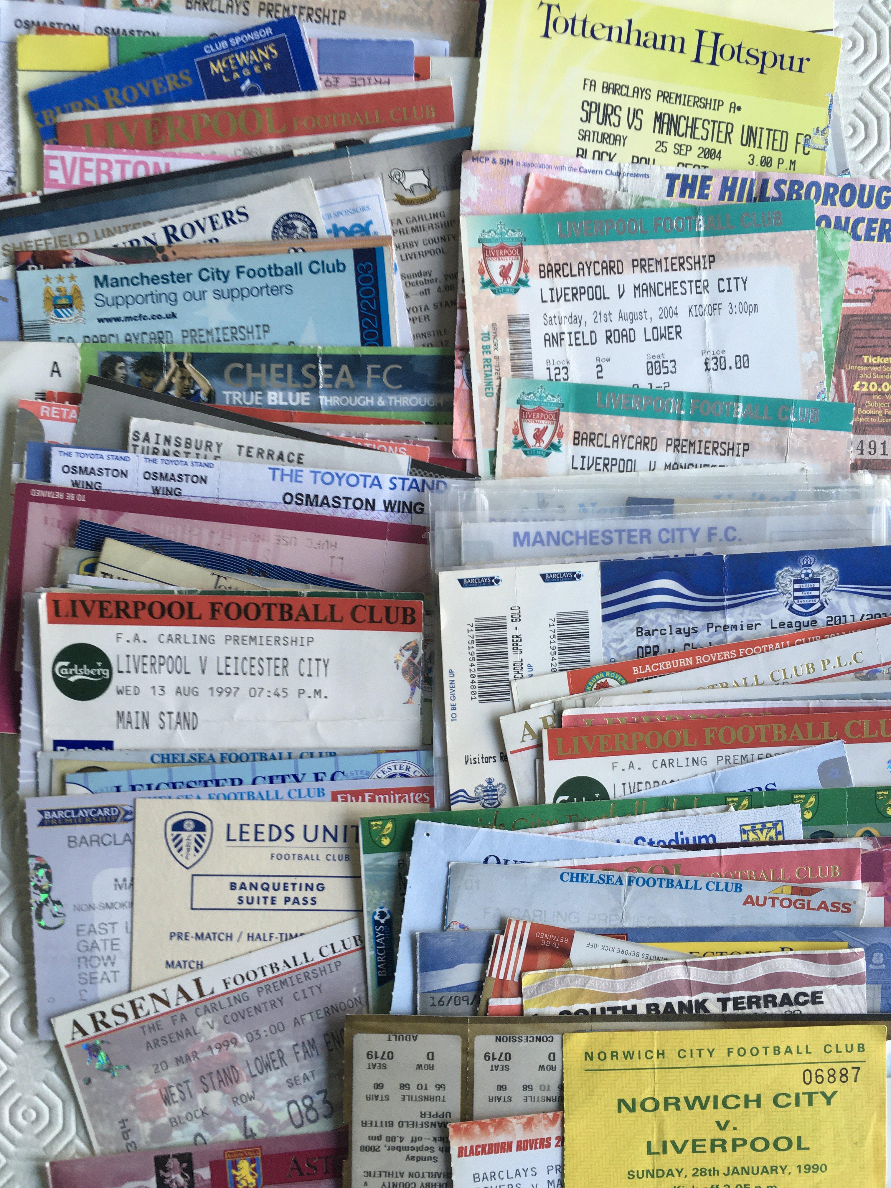 Top Flight Football Ticket Collection: Quantity of top division teams from the 90s onwards. Wide variety of clubs including good Manchester City content. (144)