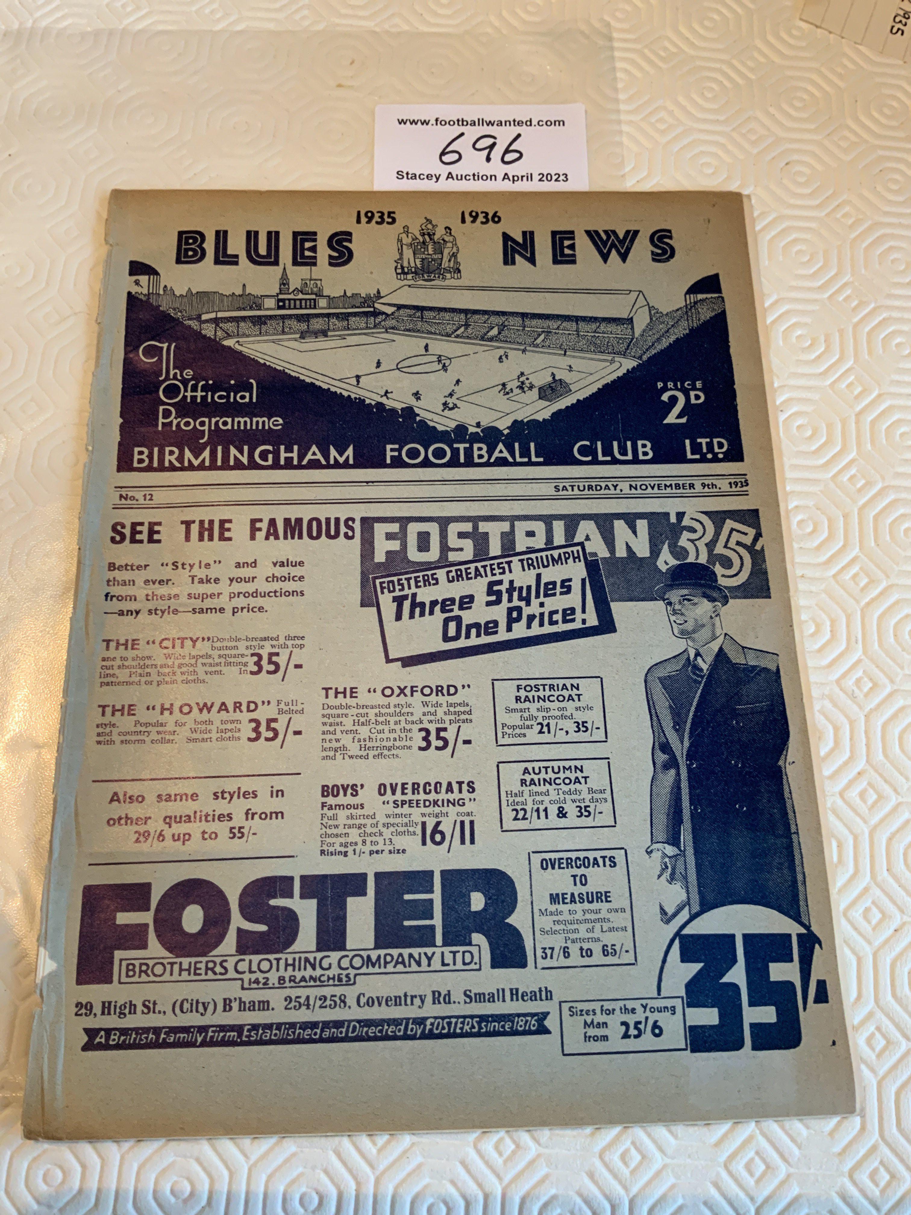 35/36 Birmingham City v Brentford Football Programme: Very good condition ex bound league match with covers. No team changes.