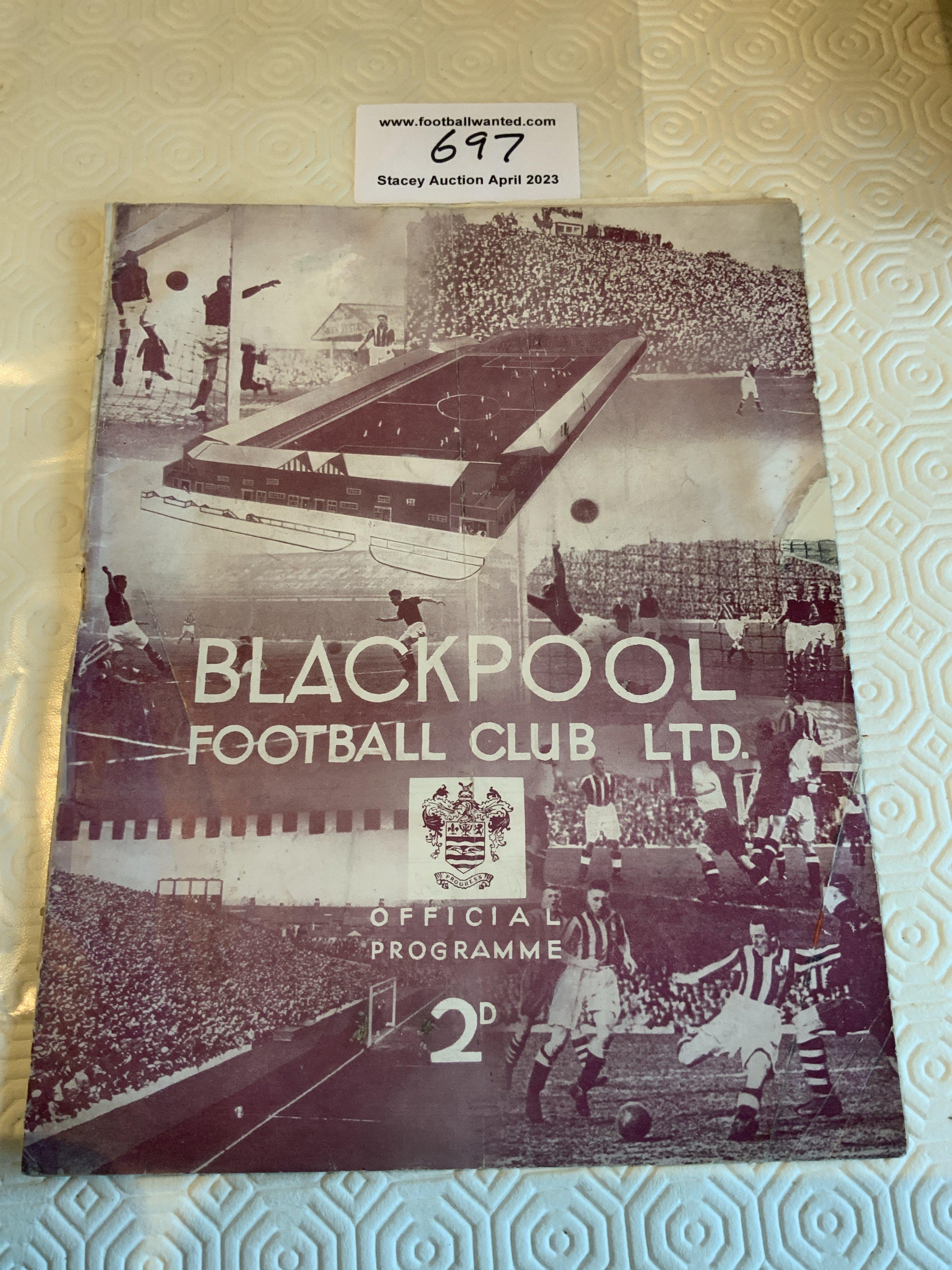 37/38 Blackpool v Brentford Football Programme: Excellent condition league match with no team changes.