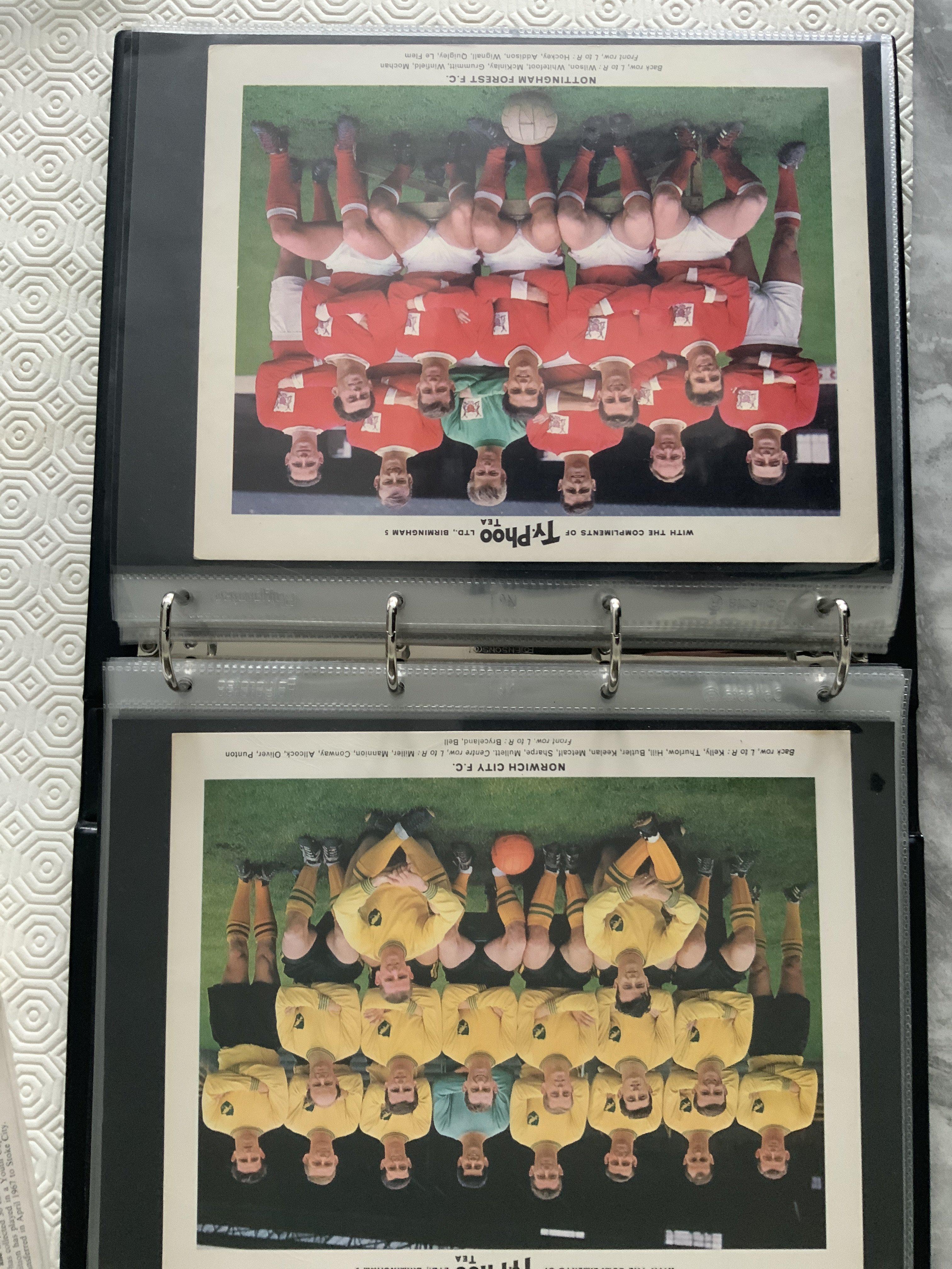 Typhoo Tea Football Team Group Cards: From the two sets of Famous Football Teams 1964 + 1965 there are 45 of 48 from the two sets of 24. Excellent condition. (45)
