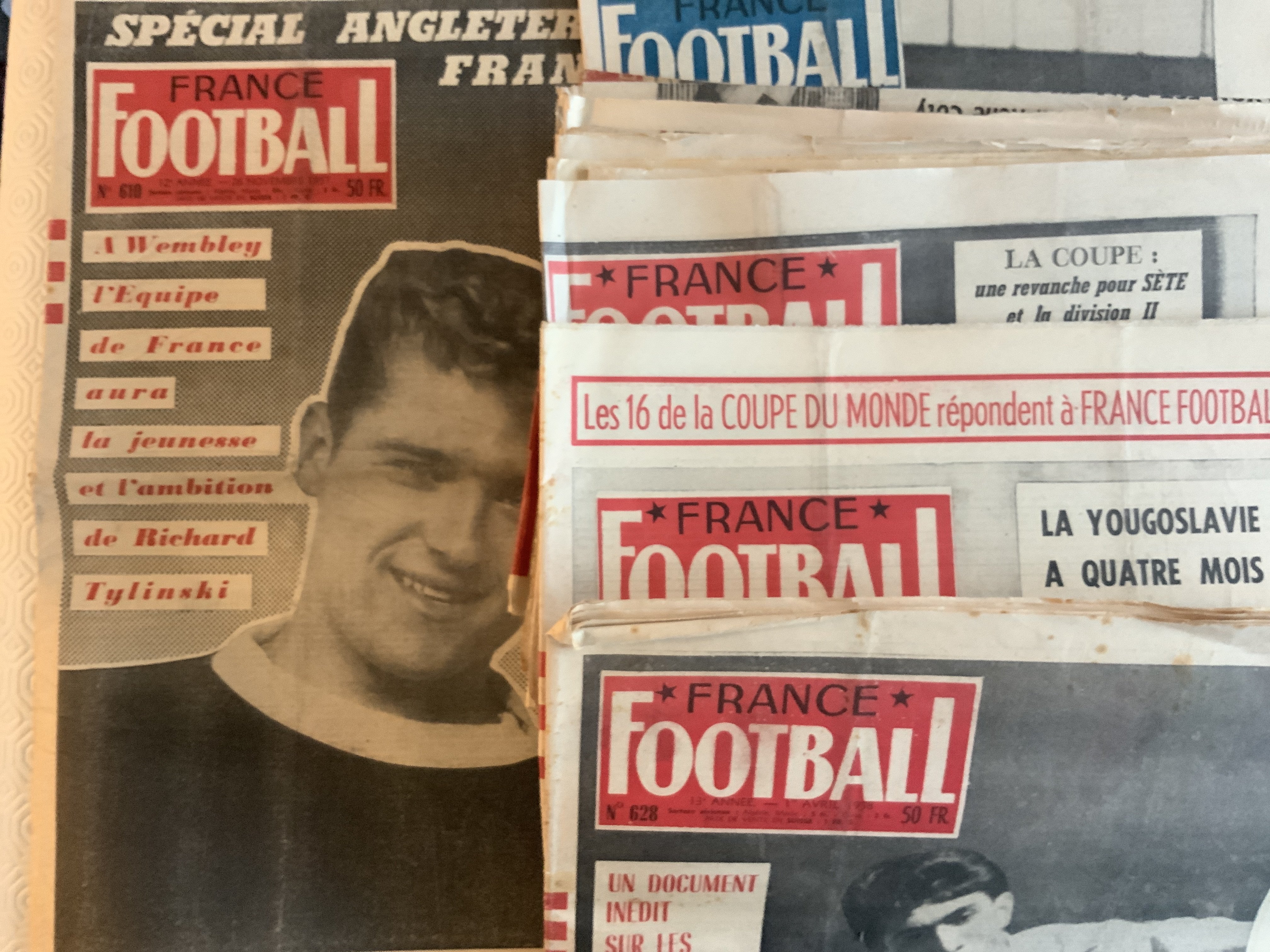 1950s France Football Newspapers: From 1953 to 1958 covering French and other Countries Football. 35 full newspapers.