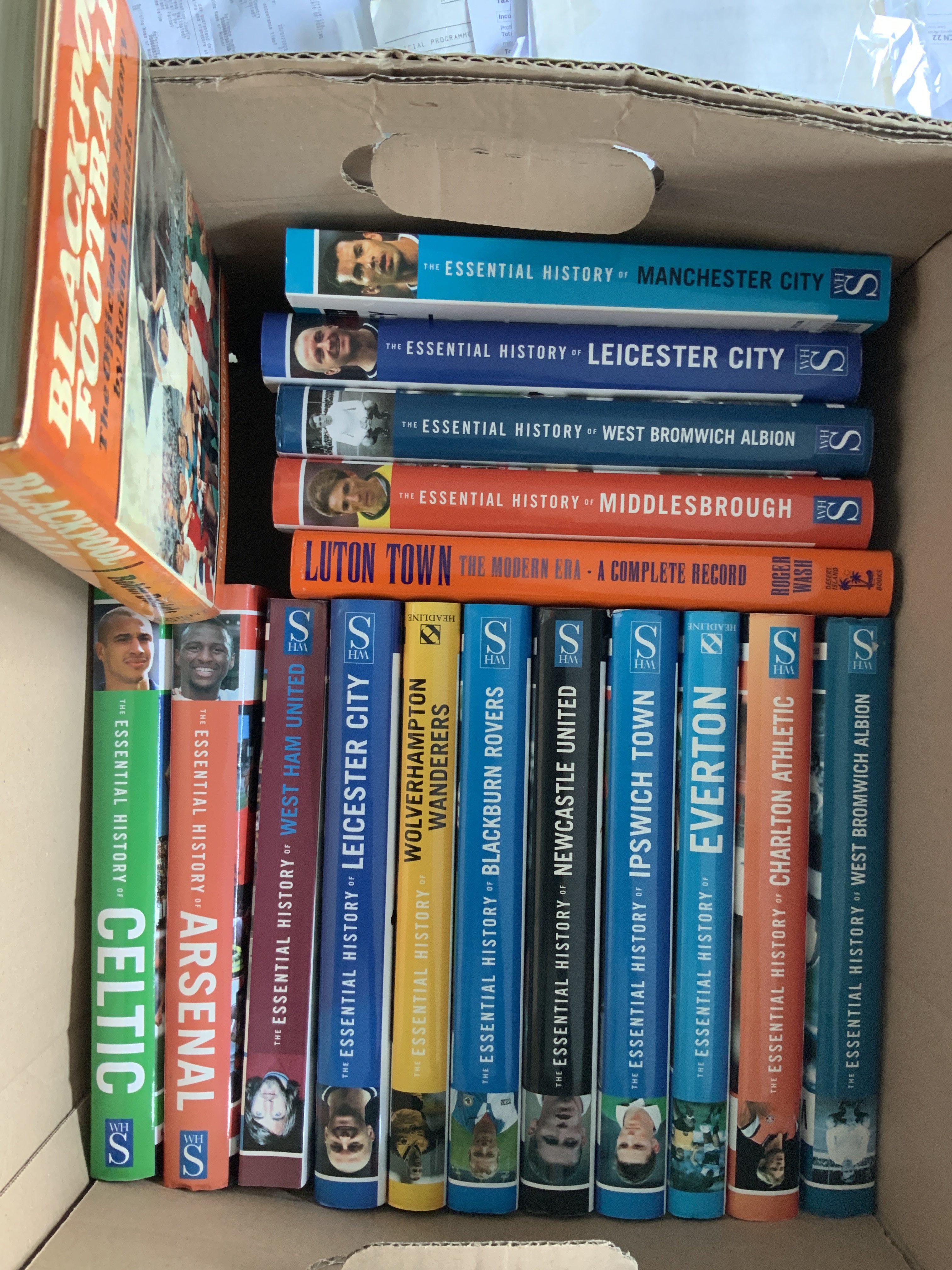 Essential History Football Club Books: 15 Essential History books of which 13 are hardback. C/W Blackpool History by Robin Daniels and Luton Town by Desert Island Books. Excellent. (17)