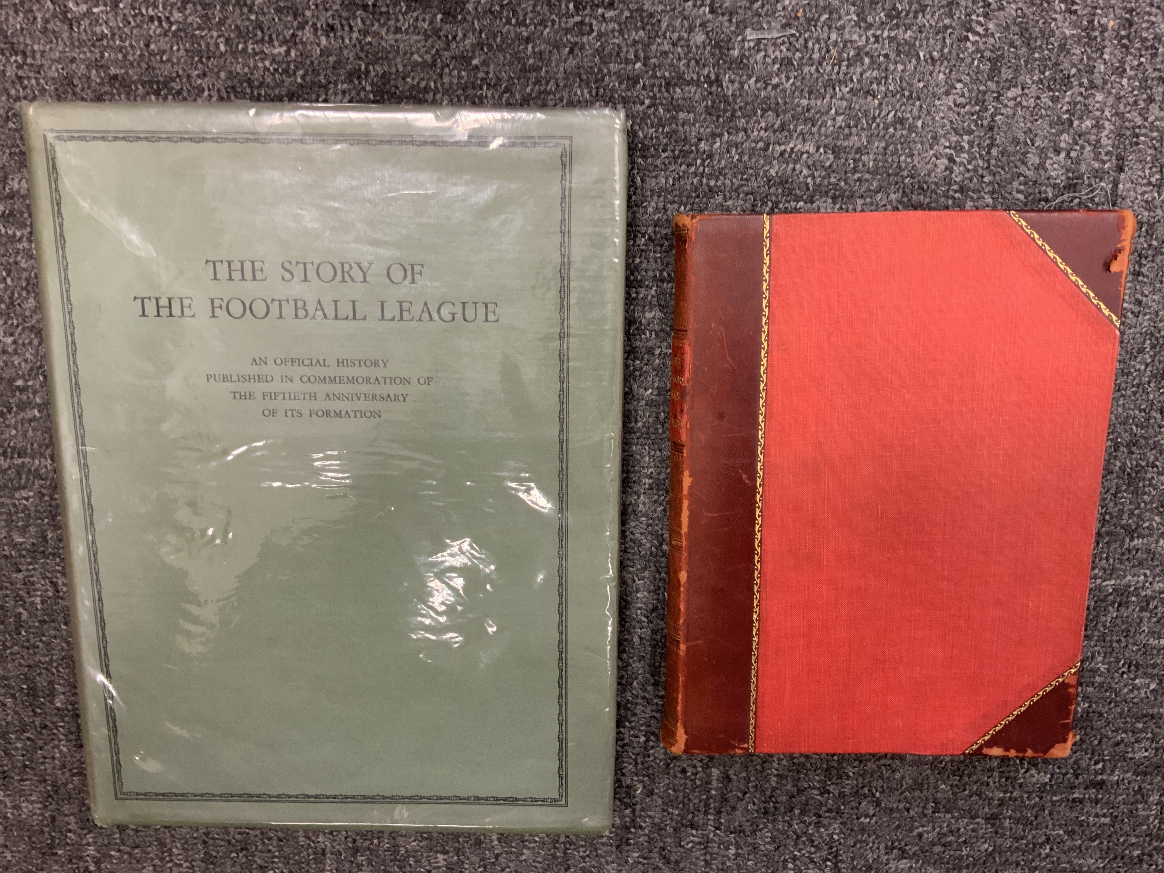 Pre War Football Books: Story of the Football League 1888 - 1938 which has a nice dust jacket with small tear. C/W List of International Players 1872 - 1932. Both hardback are good with information that is a bit scarce. (2)