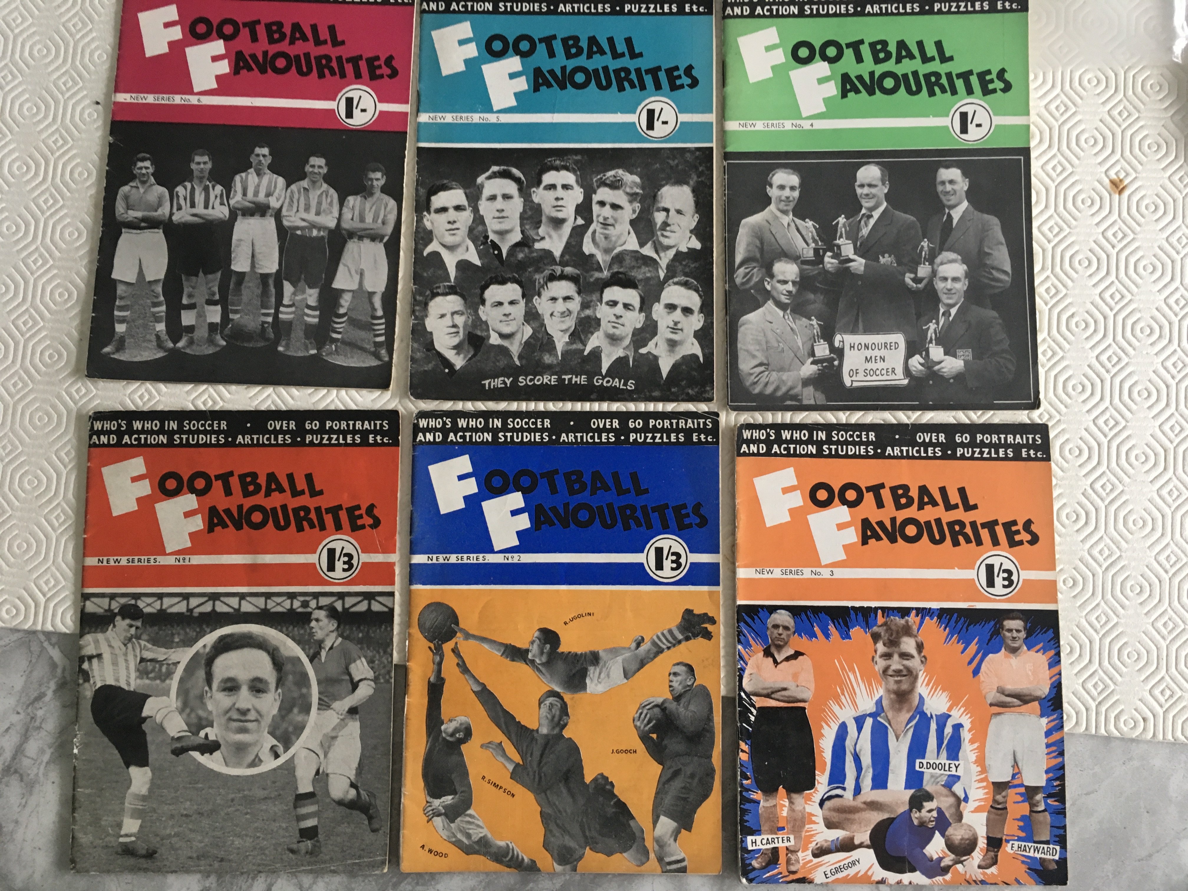 Football Favourites Early 50s Complete Booklets: Complete set of 6 with book 1 having a small cutting removed inside. C/W a further set of 6 Football Favourites and Personalities. Good. (12)