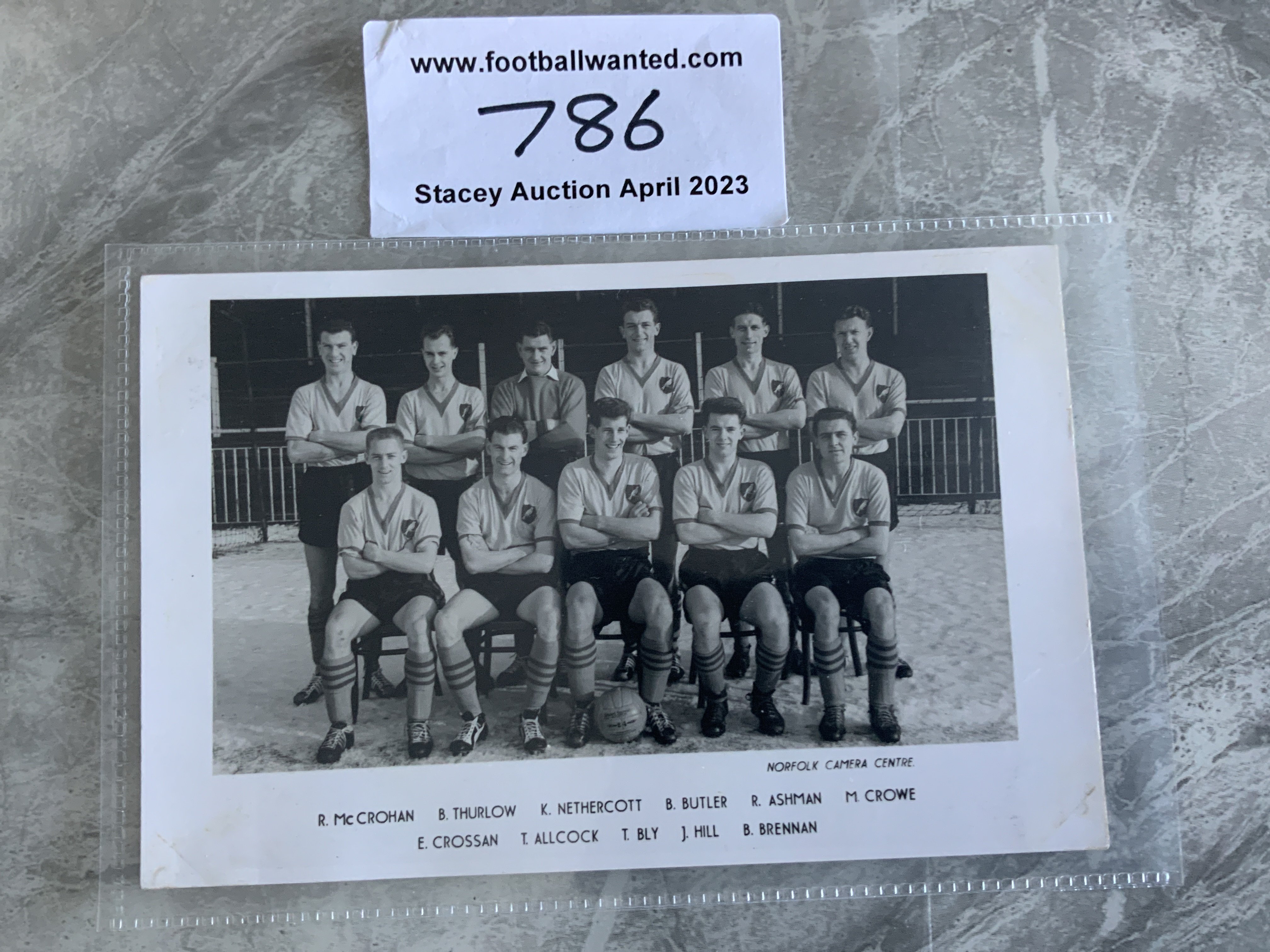 Norwich City 1959 Fully Signed Football Postcard: The famous third division FA cup semi final team. 11 players on black and white postcard all named with 11 hand written autographs to rear.