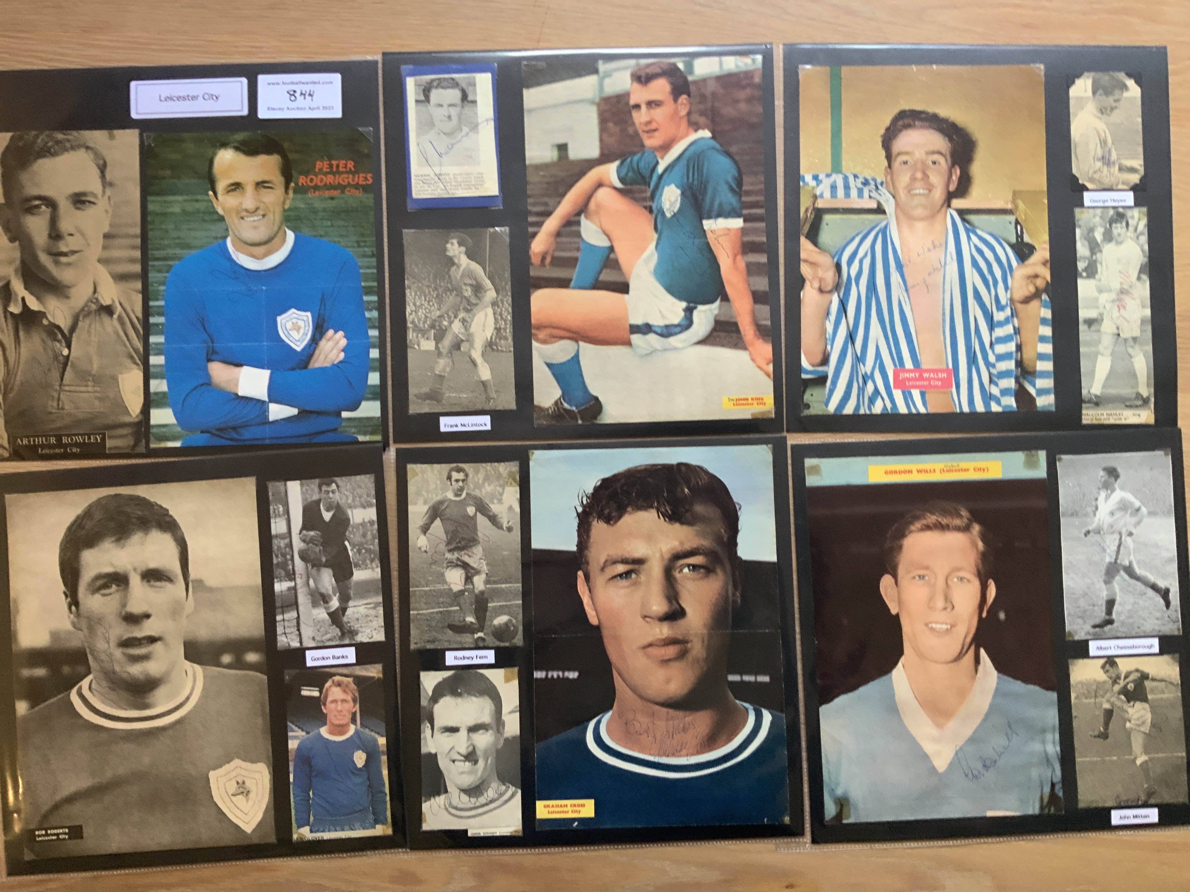 Leicester City 1940s 1950s 1960s Football Autograph Collection: Stunning private collection all pre 1970 from various publications. All signatures are identified and laid down with photo corners on 12 x 12 inch card and easily removable. 54 pages to include 4 fully signed team pictures including 1958/59 with 30 autographs & 1970 with 42 autographs, 3 signed autograph pages, 1 signed programme 1965/66 with 14 autographs, 2 signed original press photo and 238 various sized pictures to include 26 A4. 152 different player signatures including Arthur Rowley, Allan Clarke, Johnny Morris, Jack Lee, Frank O'Farrell, Ken Leek, Don Revie, David Nish, Gordon Banks, Derek Dougan, Matt Gillies, Colin Appleton, Rodney Fern, Peter Rodrigues etc. (440+)