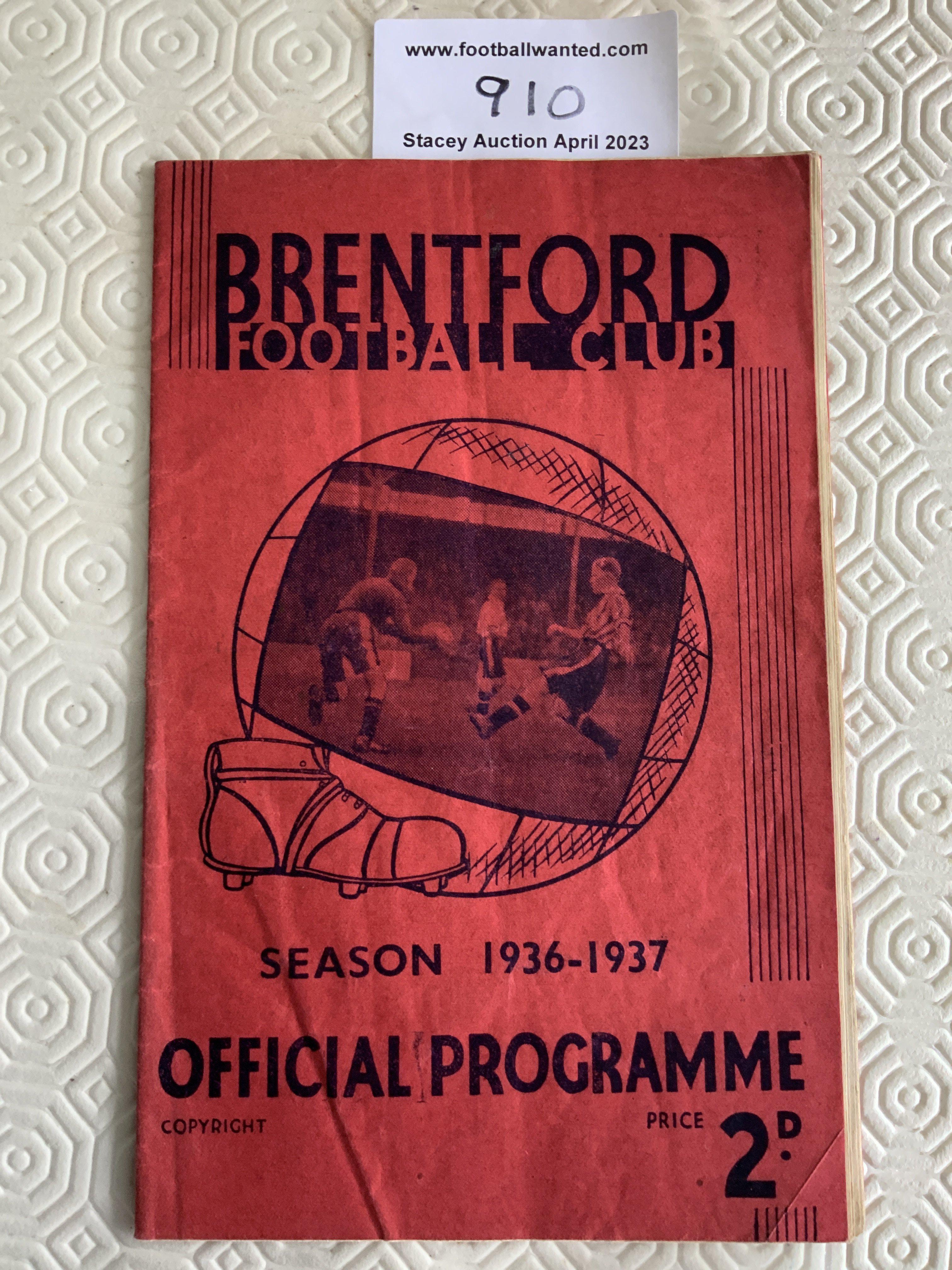 36/37 Brentford v Charlton Football Programme: Very good condition League match with no team changes.