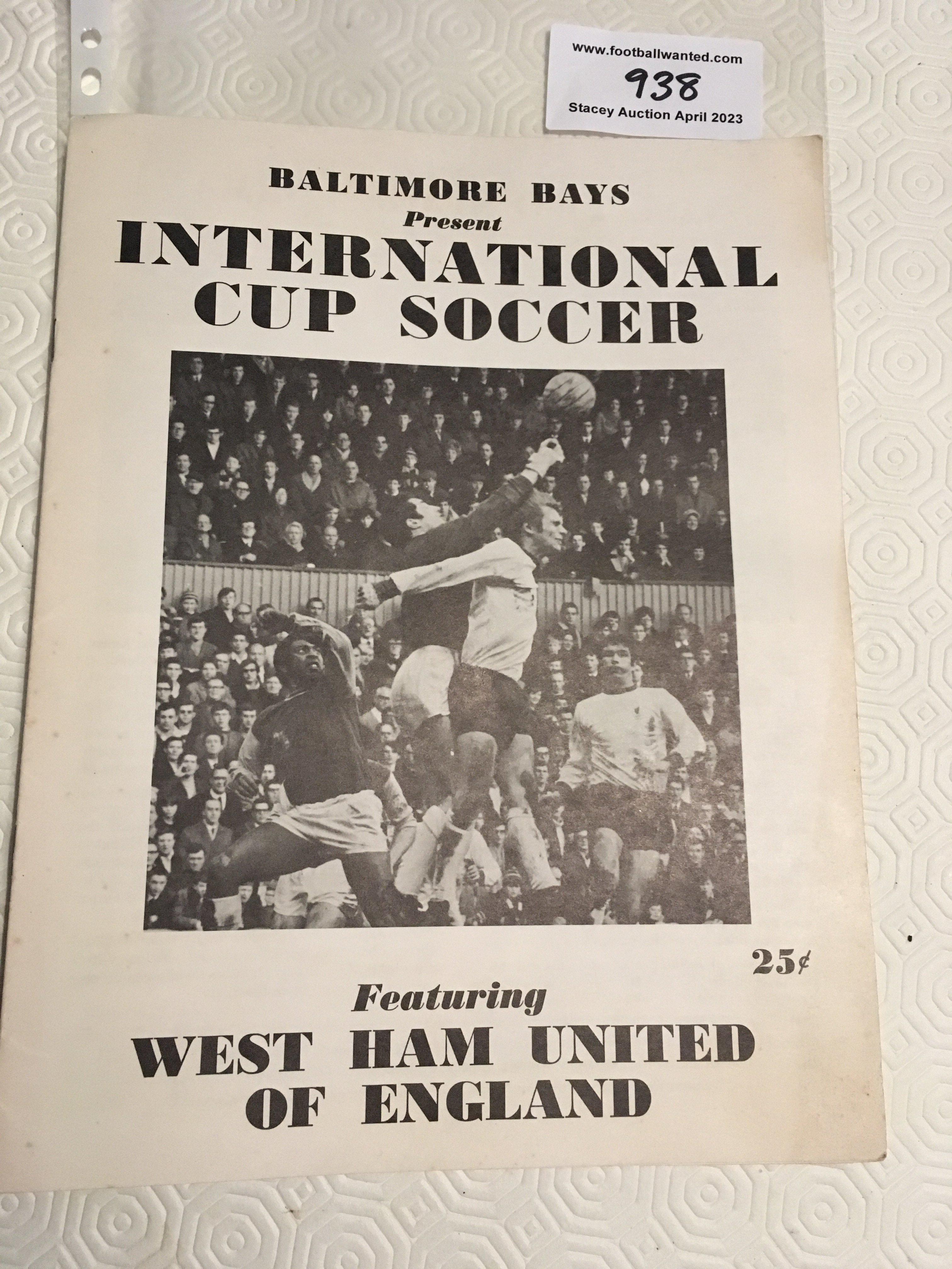 1969 West Ham USA Tournament Football Programme: Excellent condition with no folds or writing. 8 page tournament brochure mainly featuring West Ham with player profiles and team group. Briefly mentions fixtures and opponents such as Wolves, Tottenham, Dundee United, Aston Villa and Kilmarnock.