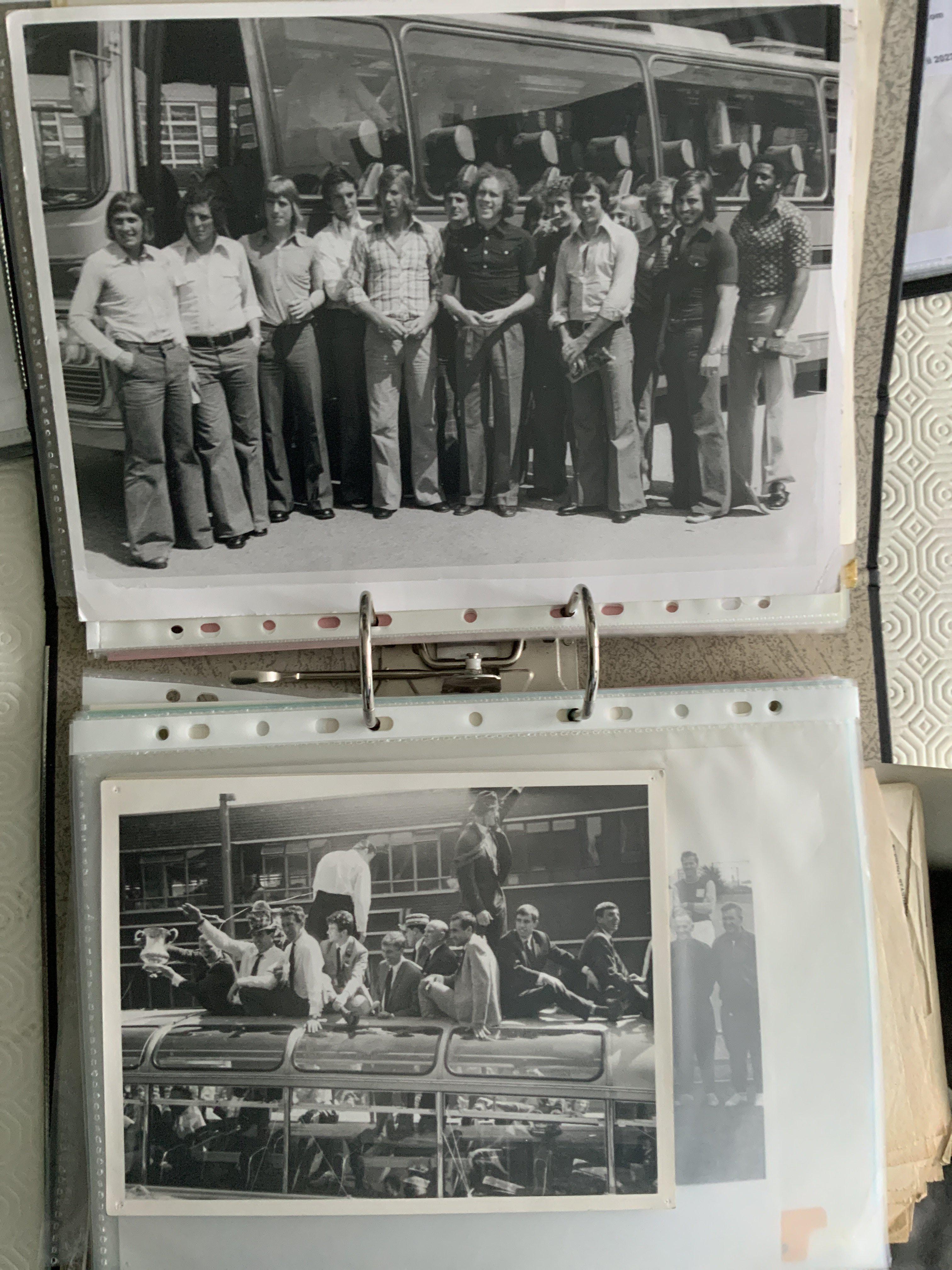 West Ham Football Press Photo Collection: Some great pictures of 60s youth teams, events including the 1964 celebrations, multi signed 77/78 squad group, 1975 Charity Shield, large picture of Standen, Bovington and Brown signed by all to rear and lots more. Please note whilst they are all press photos and not modern reprints, the majority do not have press stamps. (36)