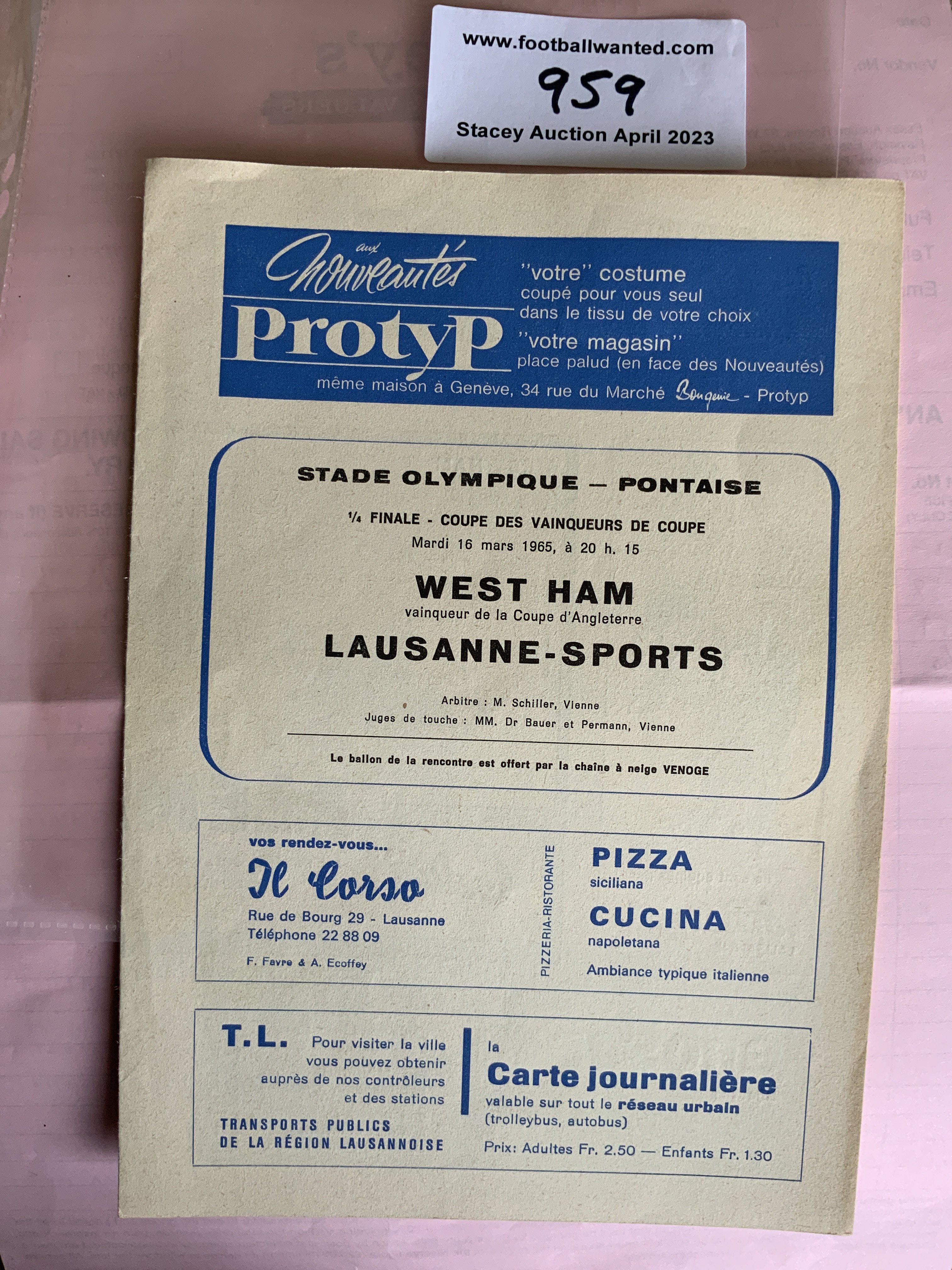 64/65 Magdeburg v West Ham Football Programme: ECWC cup programme in very good condition with no team changes.